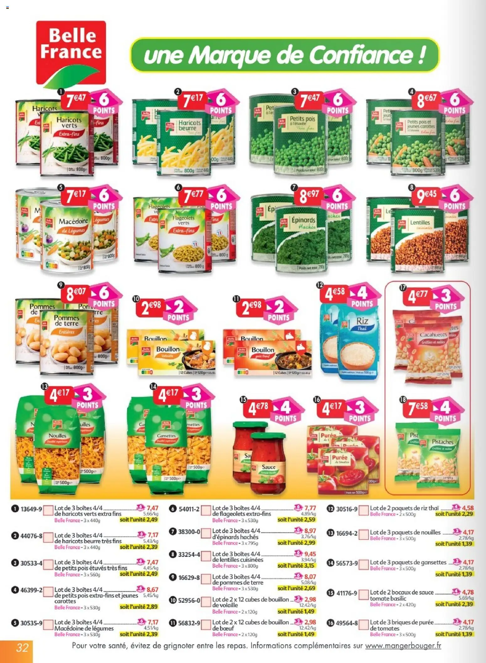 {H1} | Page: 32 | Produits: Lentilles, Poids, Tomate, Beurre