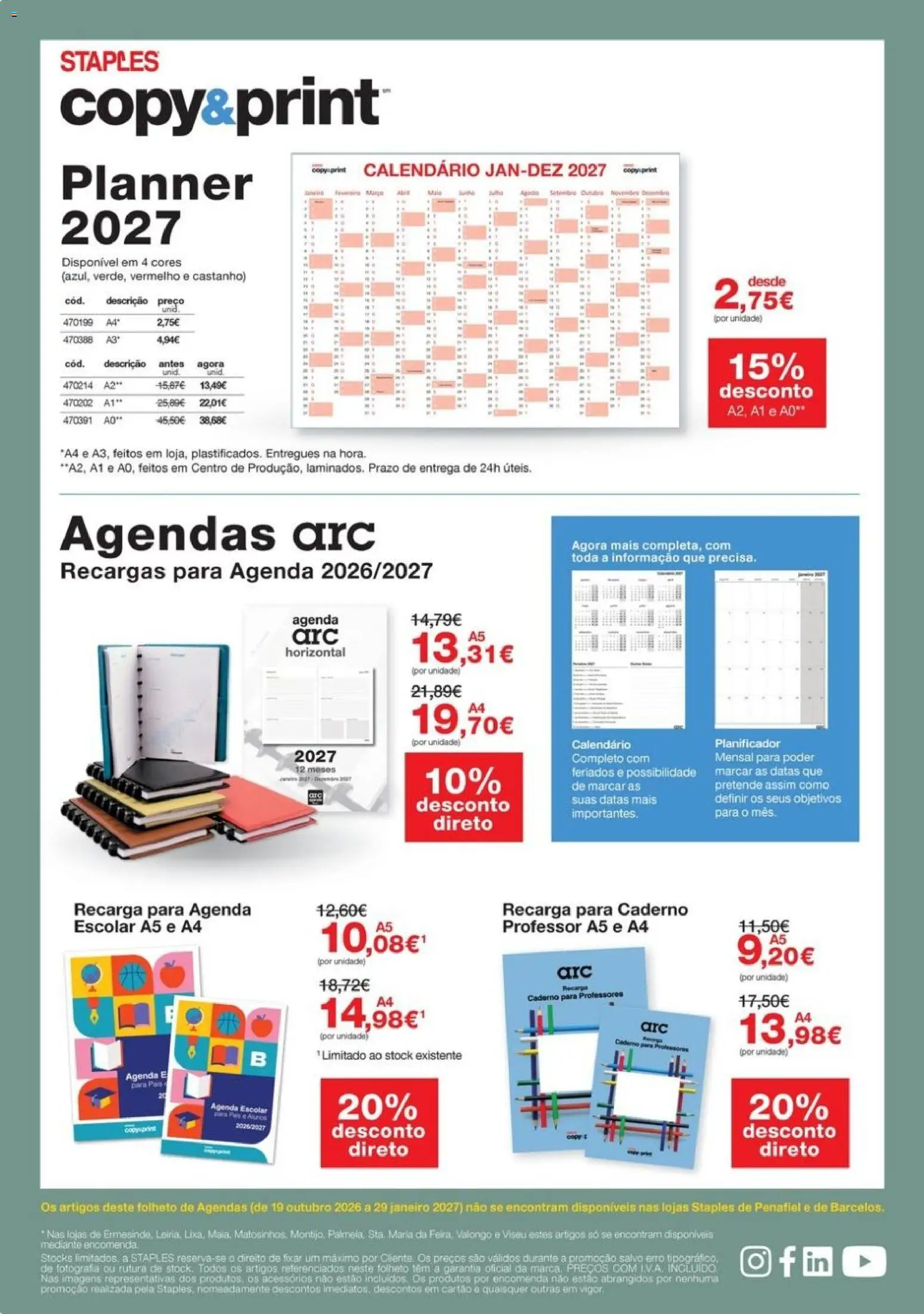 Staples folheto Agendas 2027 │ válido de 19/10/2026 | Página: 10 | Produtos: Caderno, Pá