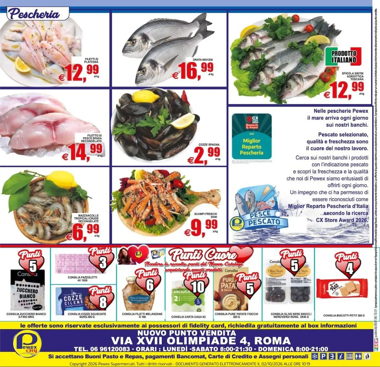 Volantino Pewex del 02/10/2026 | Pagina: 20 | Prodotti: Biscotti, Patate, Filetto, Olive