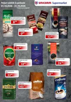 Ofertele Unicarm valabile de la 01.10.2026 | Pagină: 10 | Produse: Premium, Jacobs, Cremă, Cafea