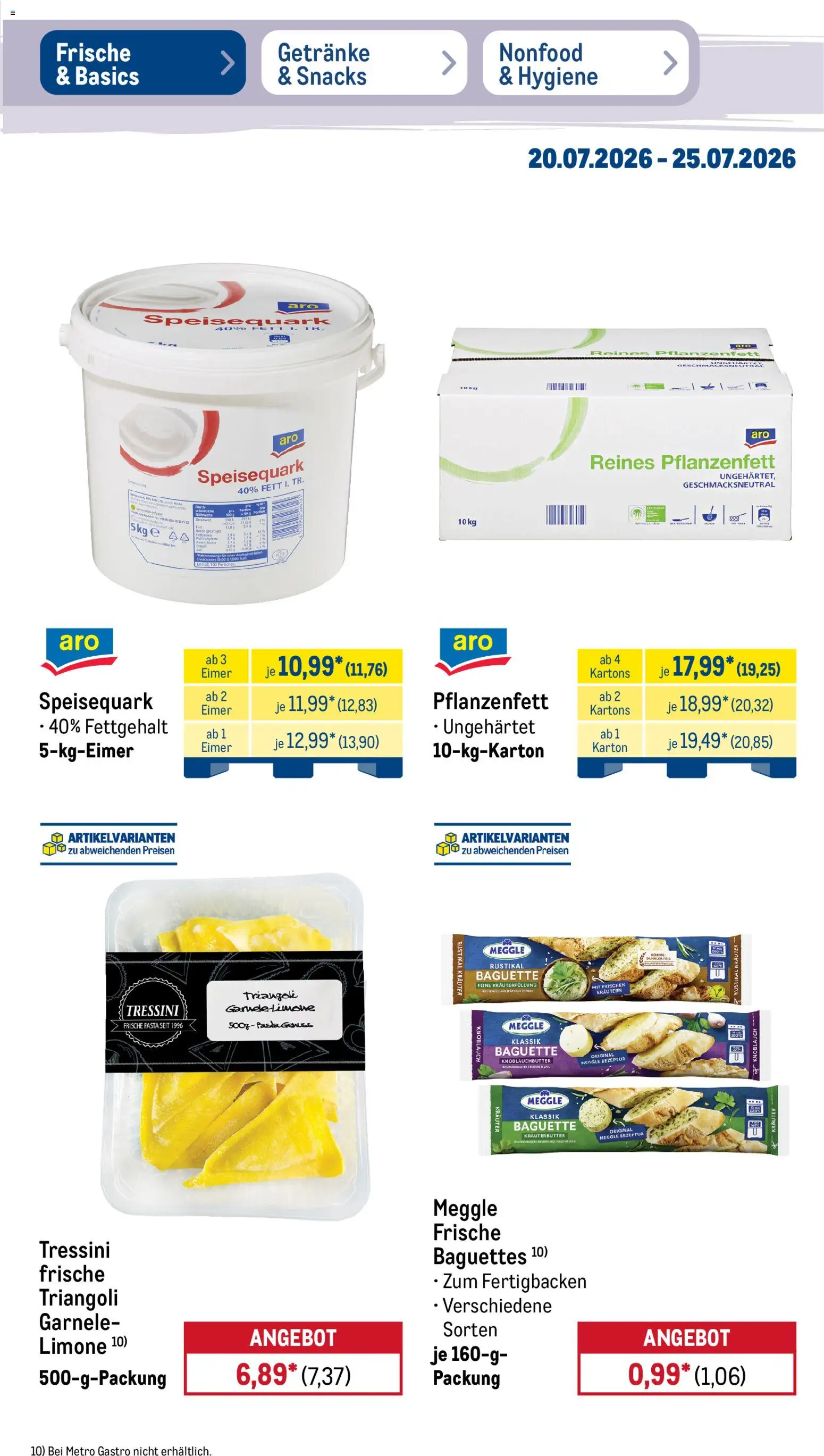 Metro NonFood-Angebote – gültig ab 20.07.2026 | Seite: 46 | Produkte: Kräuterbutter, Knoblauch, Pasta, Speisequark