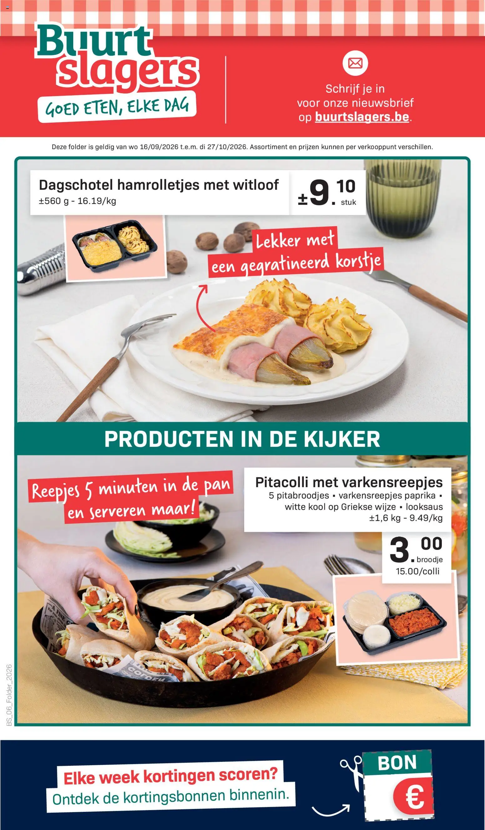 Buurtslagers Woensdag 16 September Voordeelacties