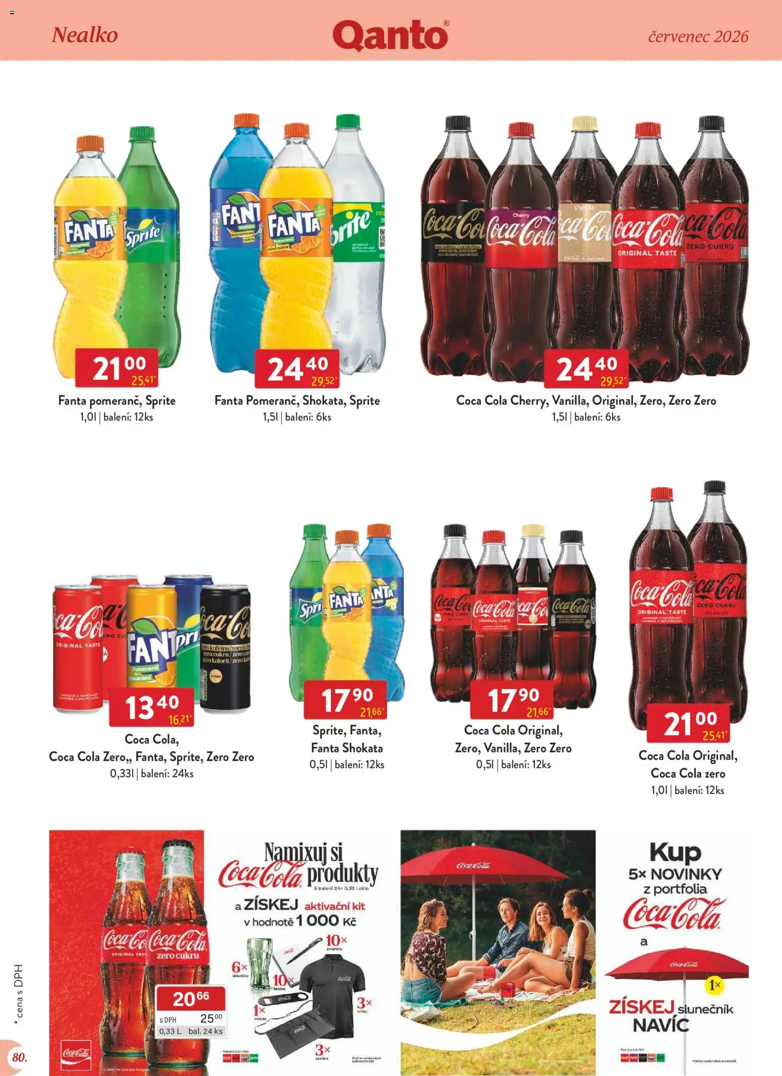 Astur & Qanto leták - Velkoobchod 07/2026 od 01.07.2026 | Strana: 80 | Produkty: Fanta, Coca cola, Coca Cola Zero, Slunečník
