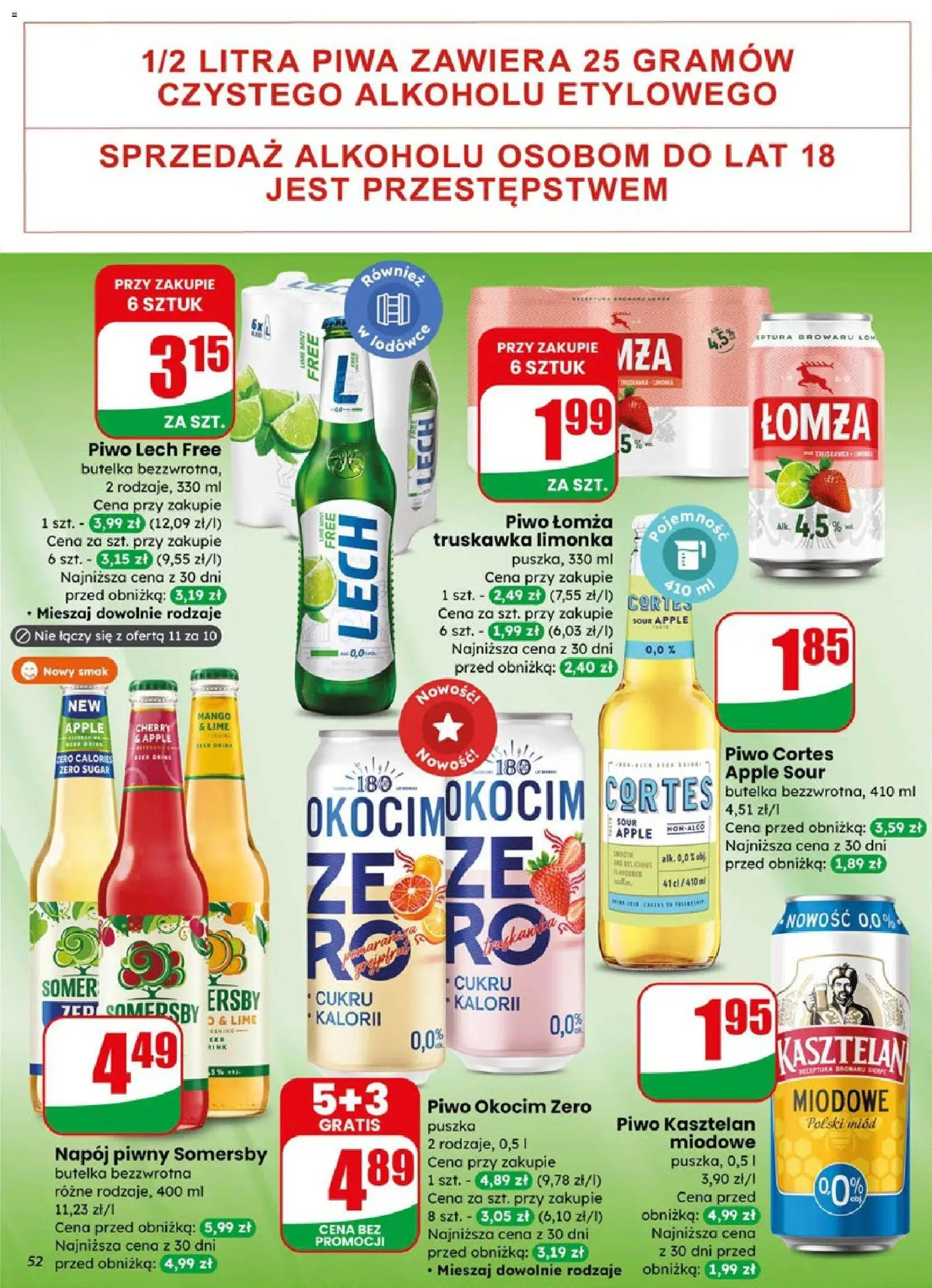 Dino gazetka od 08.04.2026 | Strona: 52 | Produkty: Limonka, Miód, Piwo, Somersby