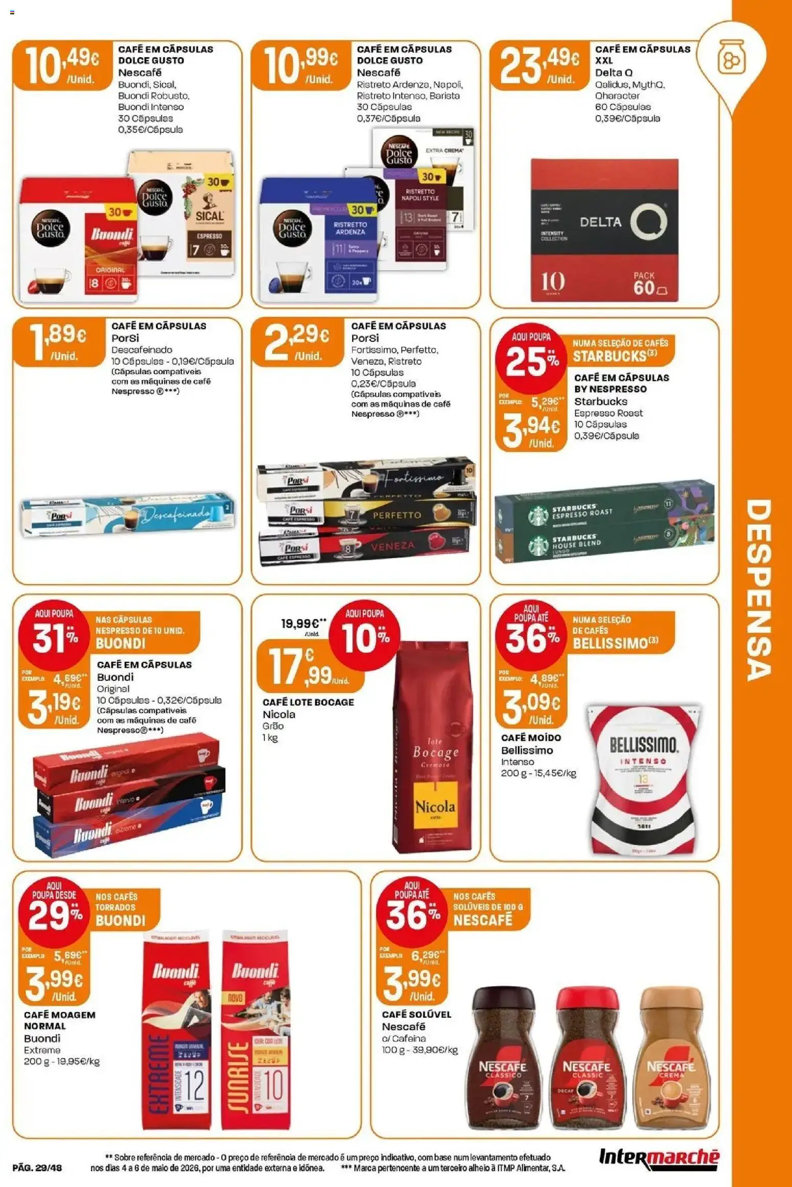 Intermarché - Isto é que são preços BAIXOS! │ válido de 04/06/2026 | Página: 29 | Produtos: Capsulas dolce gusto, Cápsulas café, Base, Café