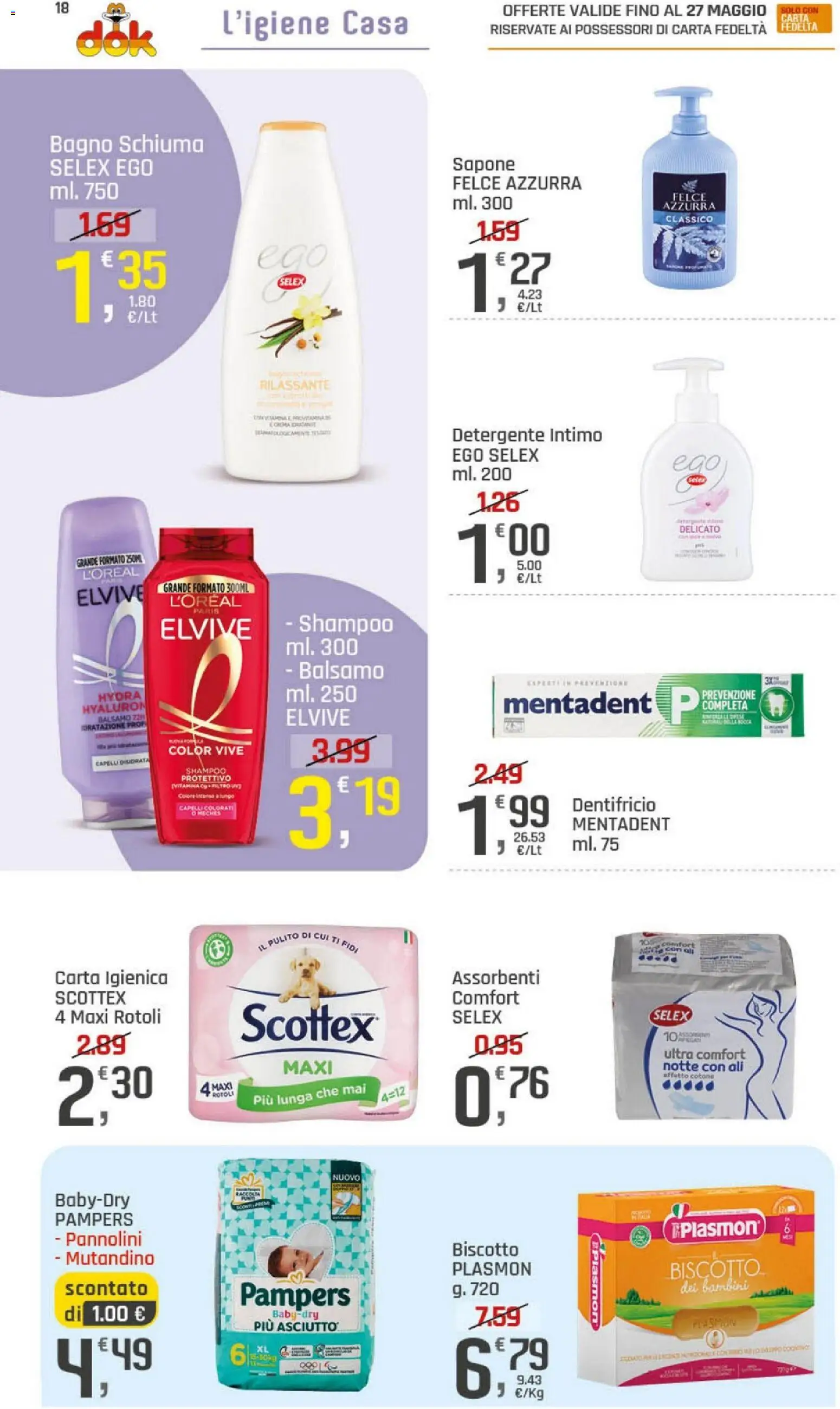 Volantino DOK del 21.05.2026 | Pagina: 18 | Prodotti: Shampoo, Balsamo, Dentifricio, Bagno