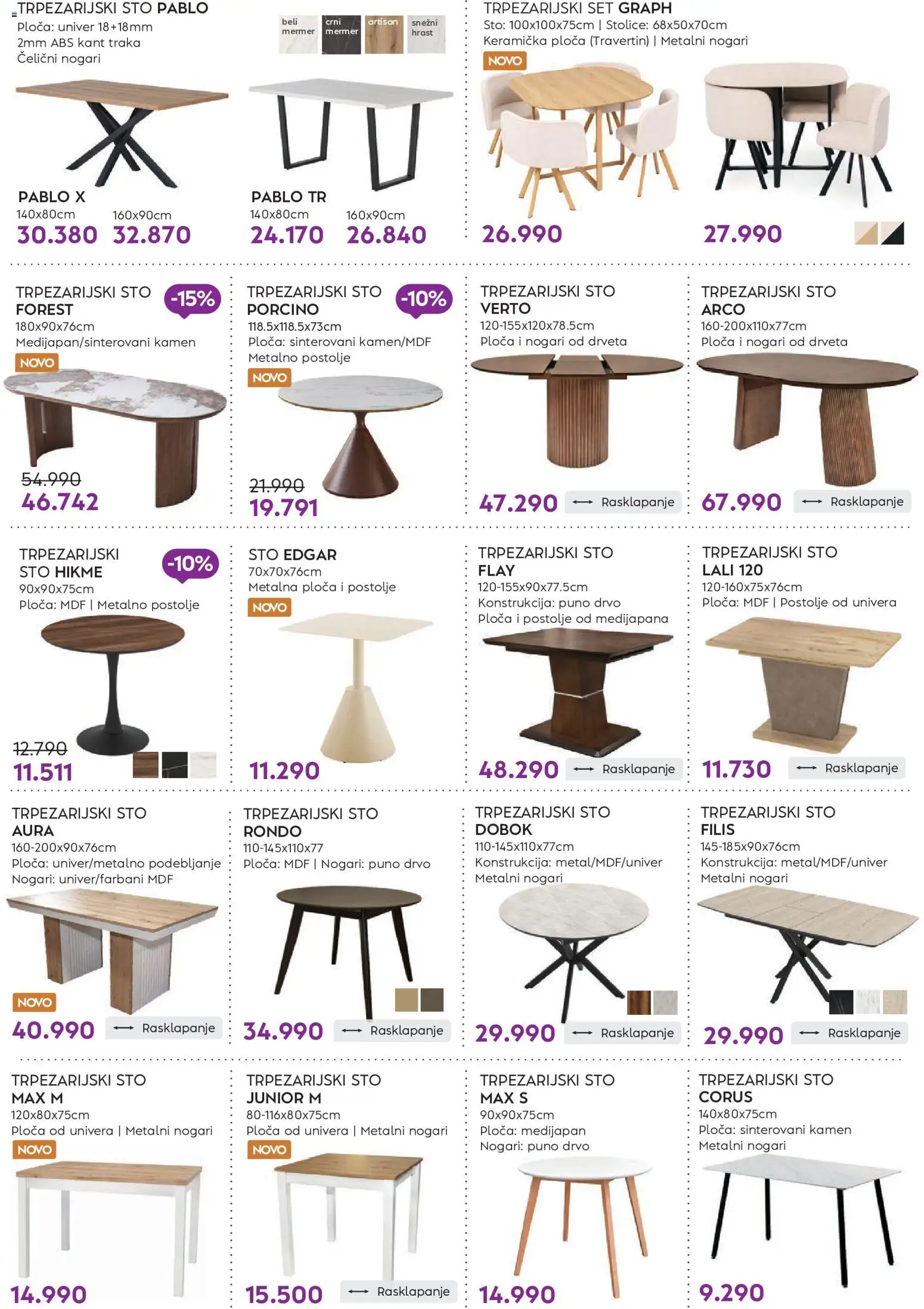 Matis katalog - važi od 01.06.2026 | Strana: 19 | Proizvode: Sto, Trpezarijski sto
