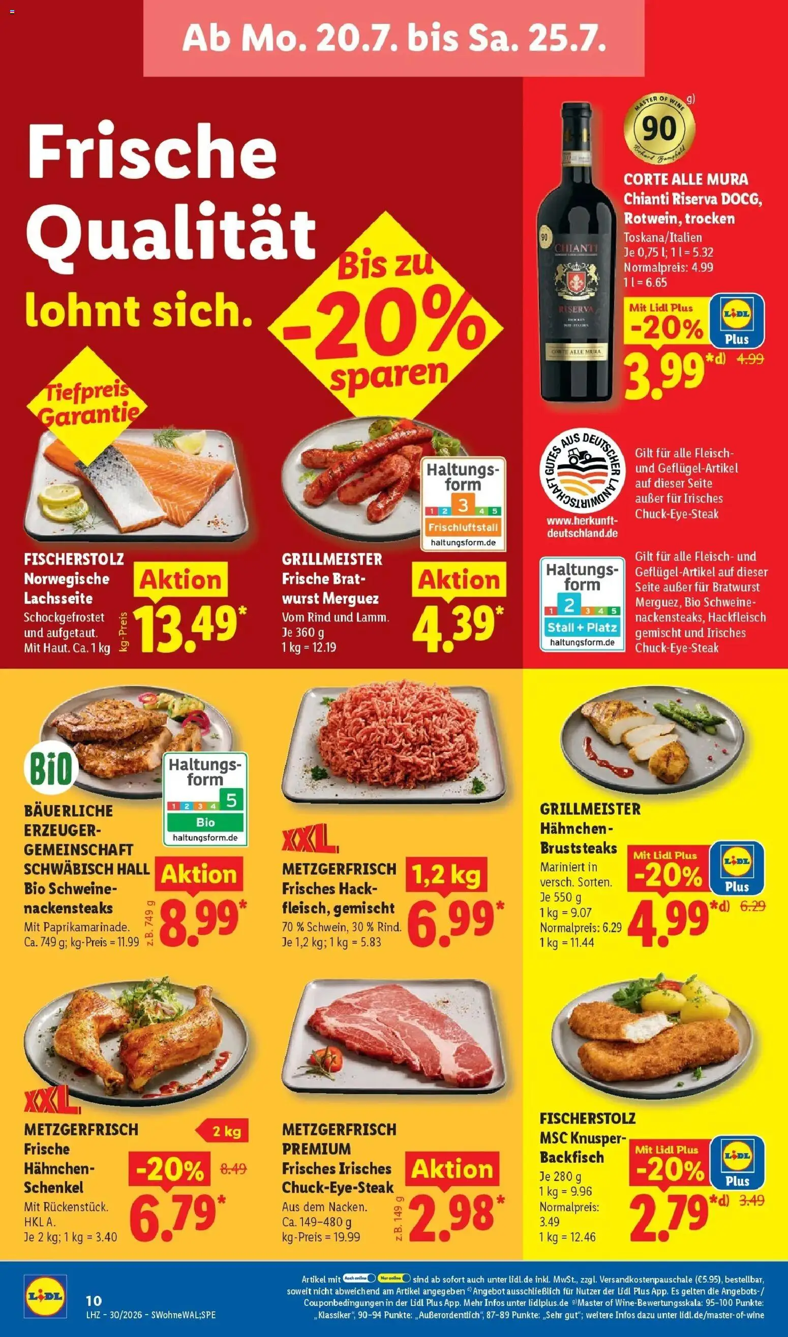 Lidl Prospekt Villingen-schwenningen – gültig ab 20.07.2026 | Seite: 20 | Produkte: Nackensteaks, Bratwurst, Steak, Fleisch