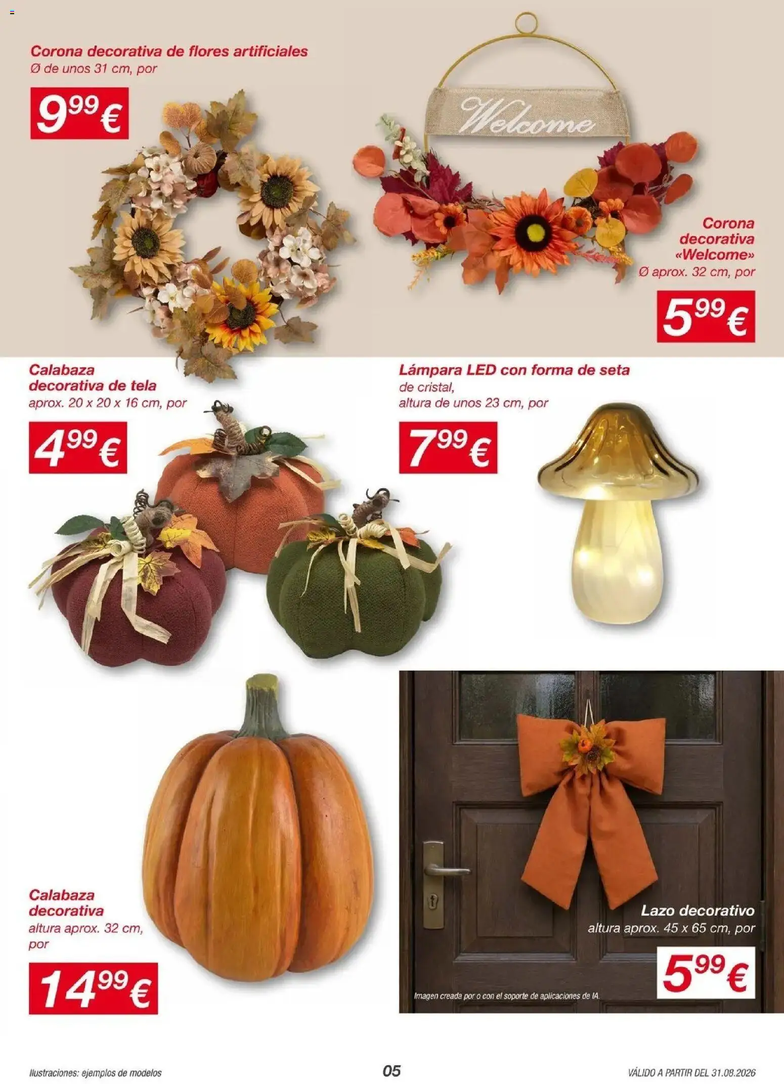 KIK Folleto 28/08/2026 - 06/09/2026 | Página: 5 | Productos: Calabaza, Flores, Flores artificiales, Lámpara