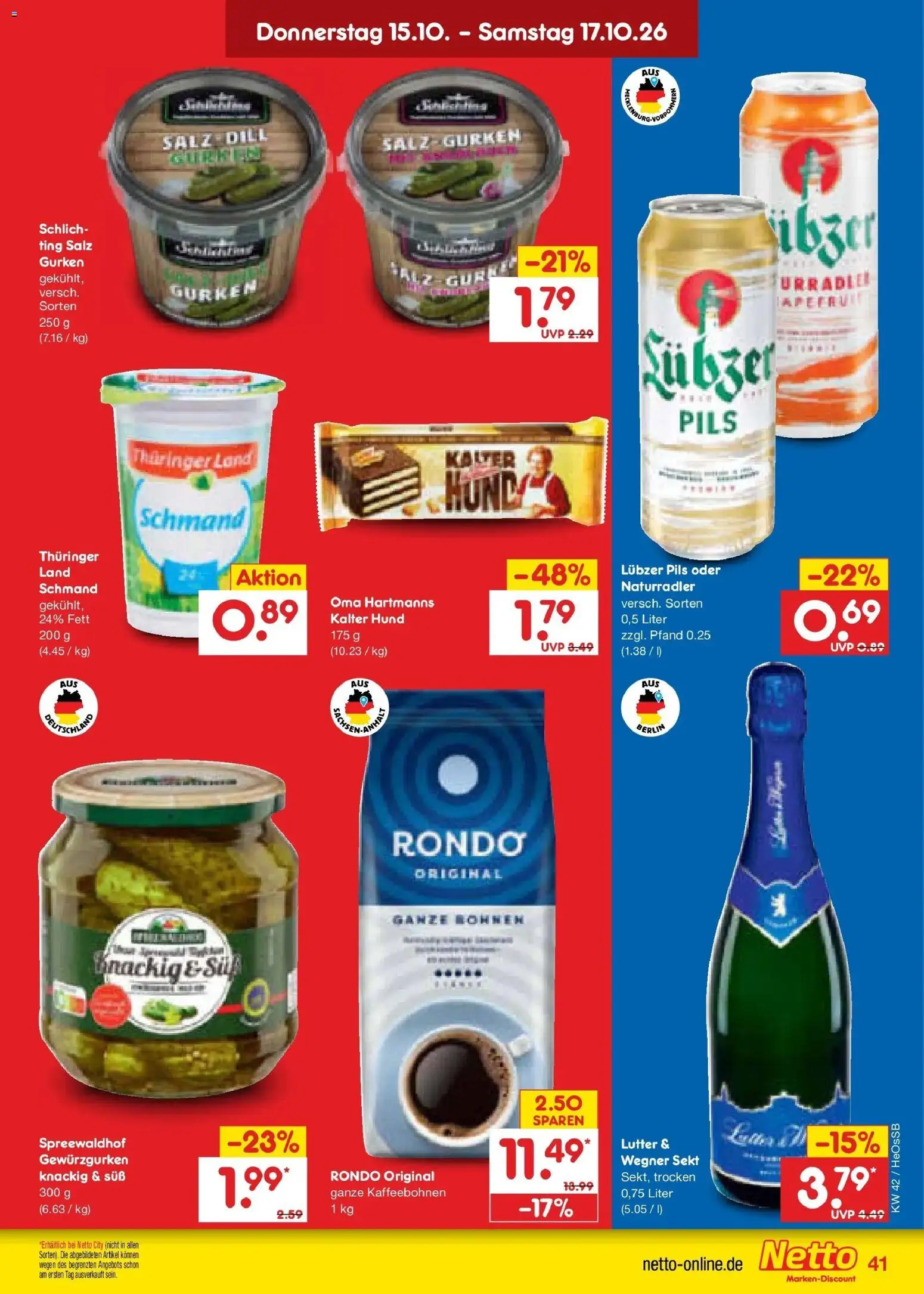 Netto Marken-Discount Prospekt Rostock – gültig ab 12.10.2026 | Seite: 57 | Produkte: Sekt, Pils, Salz, Lubzer