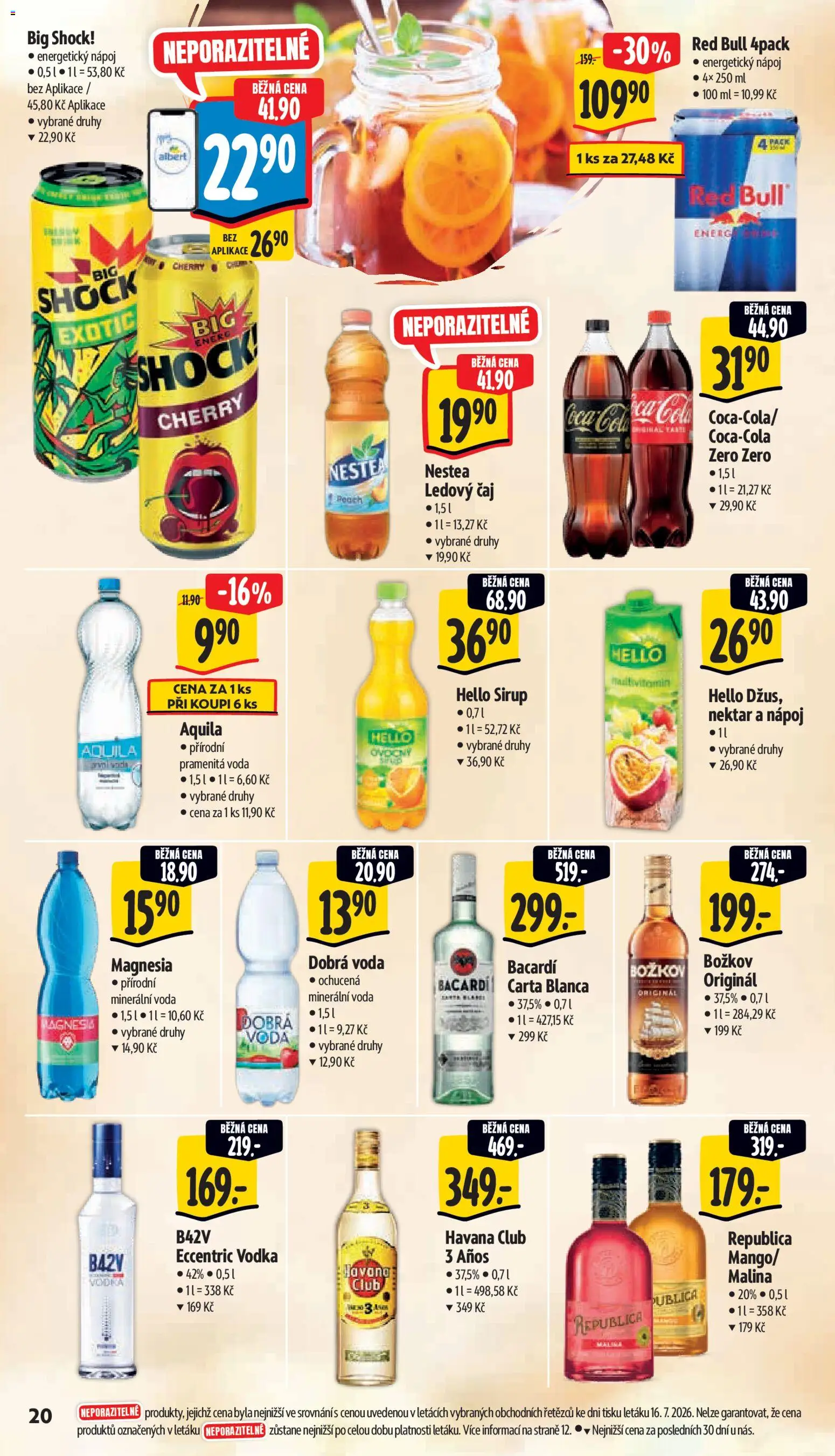 Albert leták - Supermarket od 22.07.2026 | Strana: 32 | Produkty: Čaj, Božkov, Božkov originál, Energy drink
