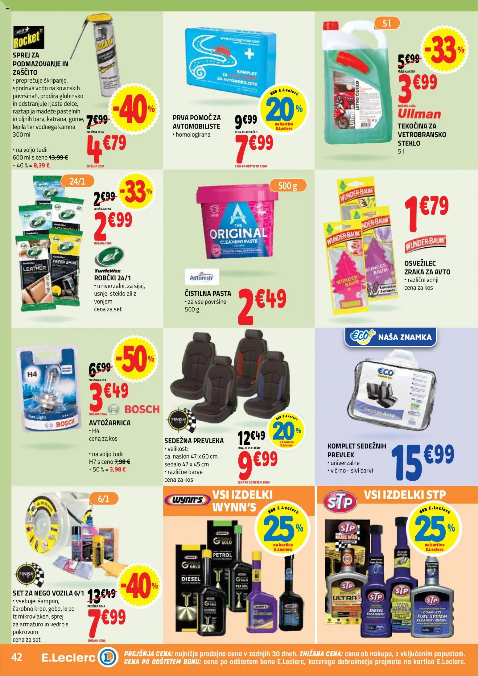 Novi E.leclerc katalog ponudbe – veljaven od 26.08.2026 | Stran: 42 | Izdelki: Prevleka, Robčki, Kos, Vedro
