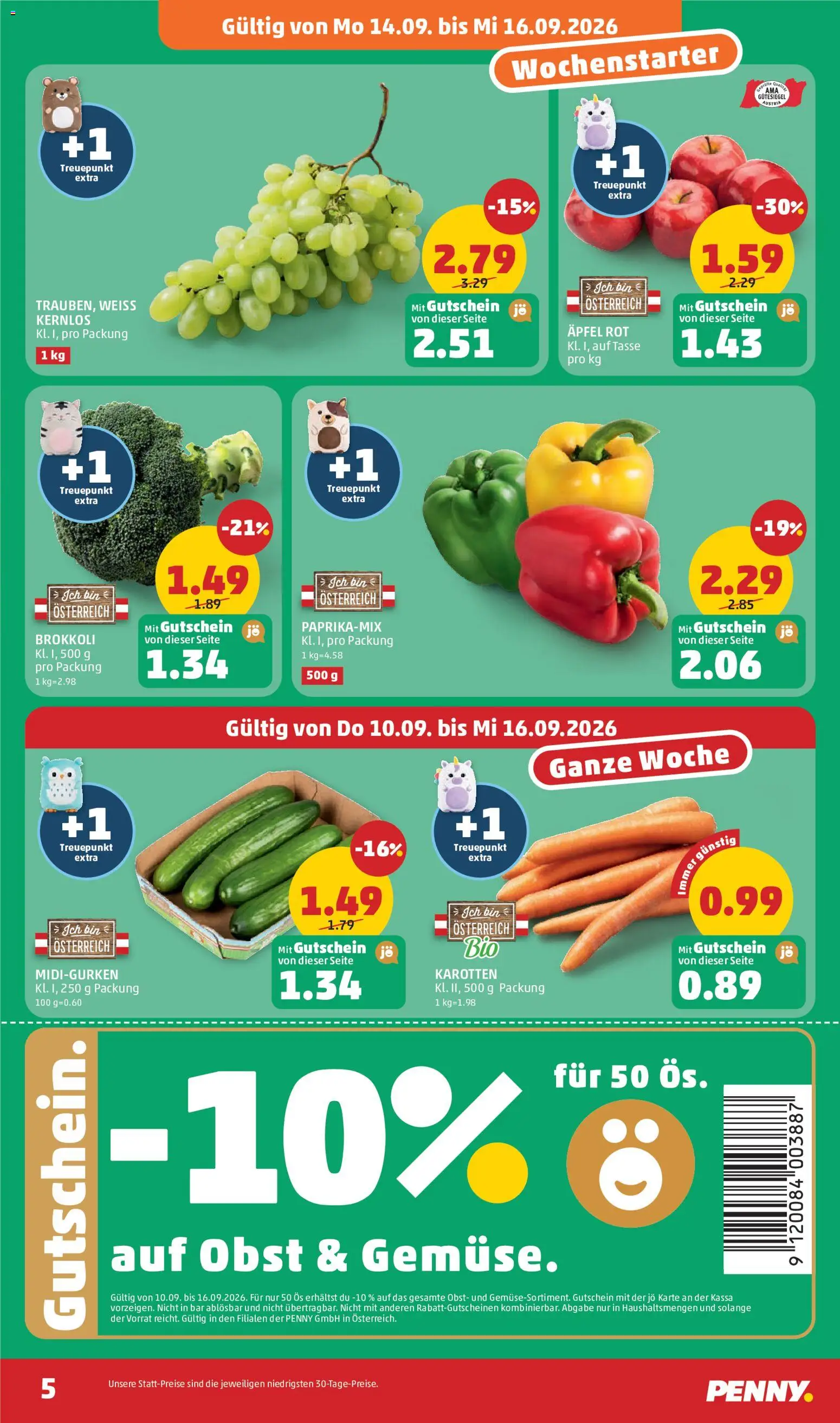 Penny Markt Flugblatt gültig ab 10.09.2026 | Seite: 5 | Produkte: Obst, Äpfel, Brokkoli