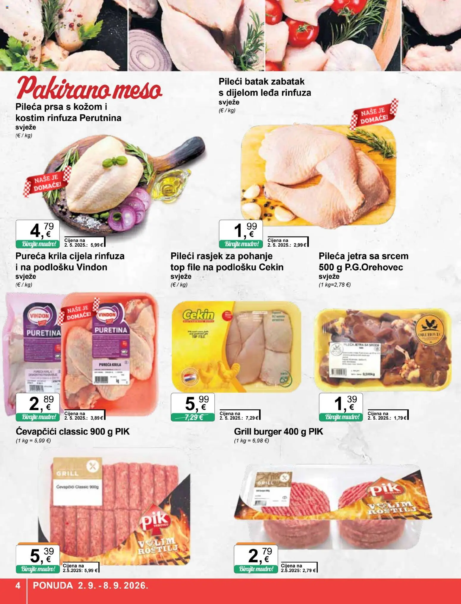KTC katalog | vrijedi od 02.09.2026 | Stranica: 4 | Proizvodi: Puretina, File, Grill, Ćevapčići