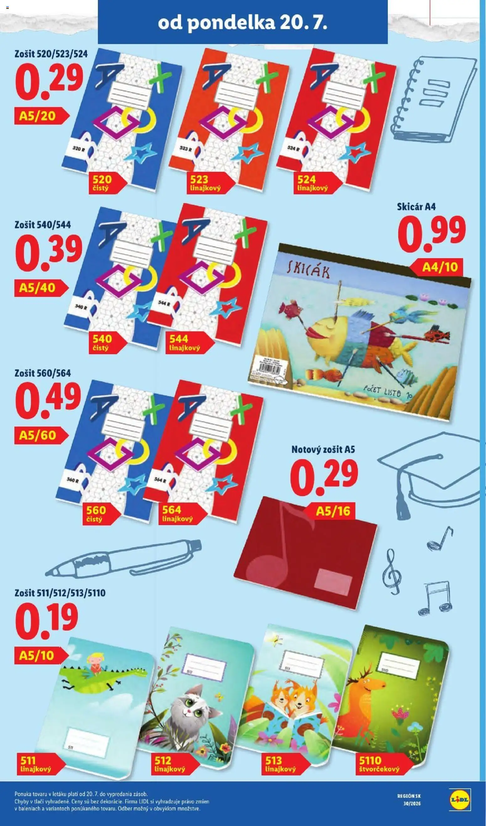 Nové Lidl akcie – leták je platný od 20.07.2026 | Strana: 57 | Produkty: Zošit, Notebook