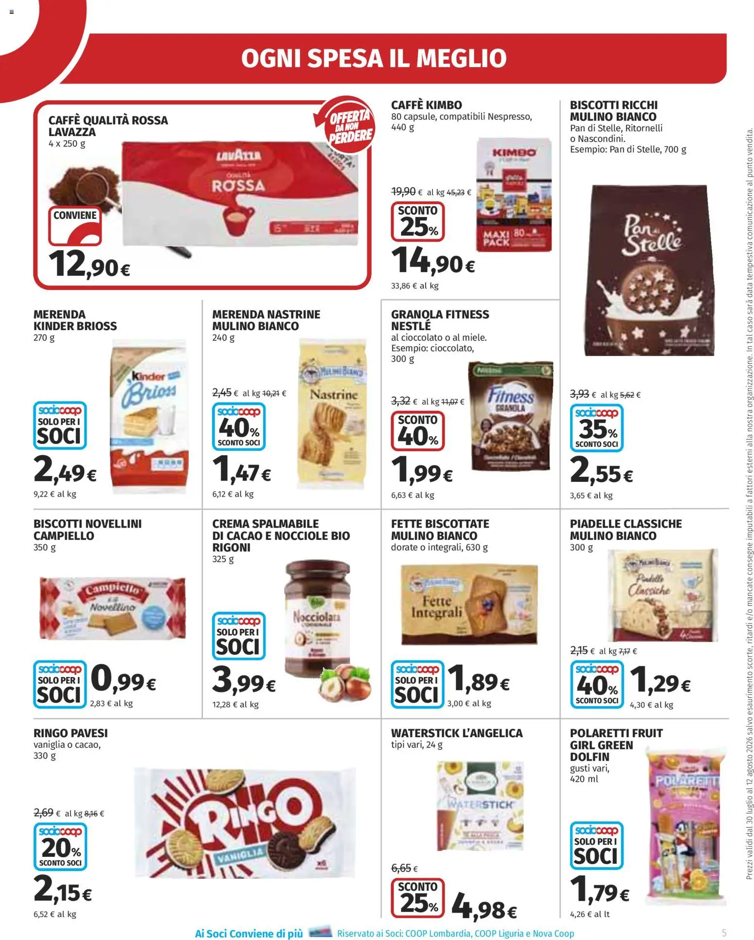 Volantino Ipercoop del 30/07/2026 | Pagina: 5 | Prodotti: Crema, Nocciole, Cacao, Fette biscottate