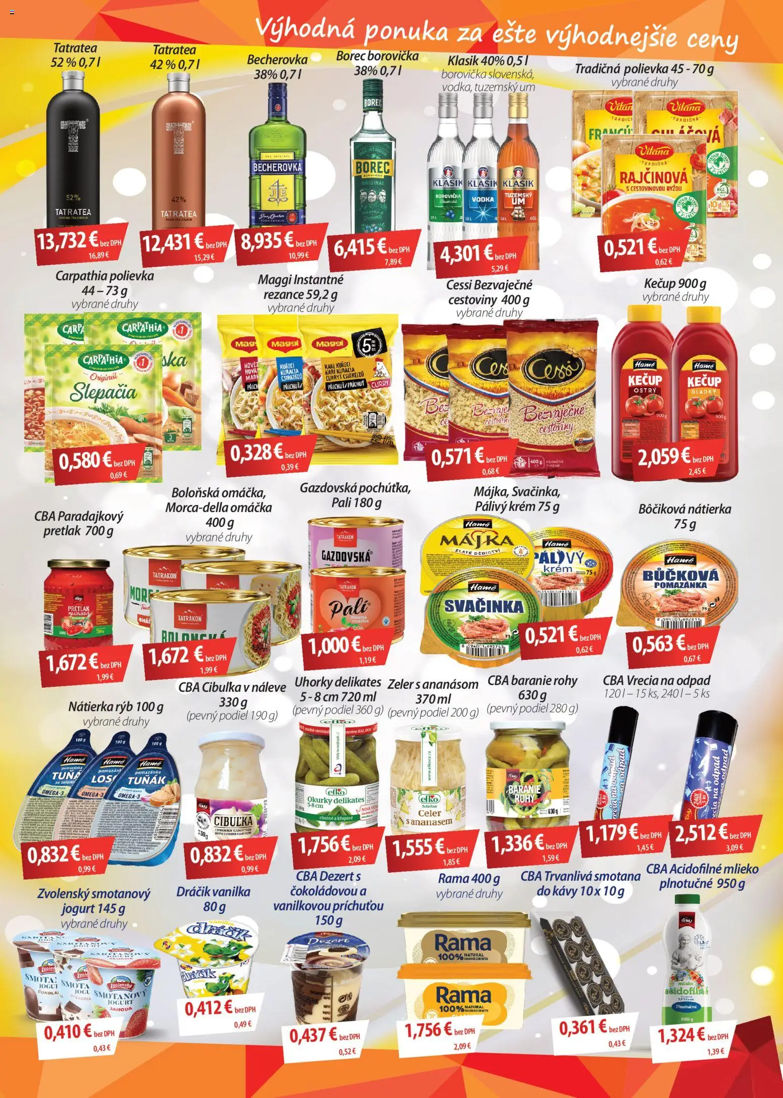 Nové CBA Verex akcie – leták je platný od 01.10.2026 | Strana: 3 | Produkty: Becherovka, Jogurt, Dezert, Uhorky
