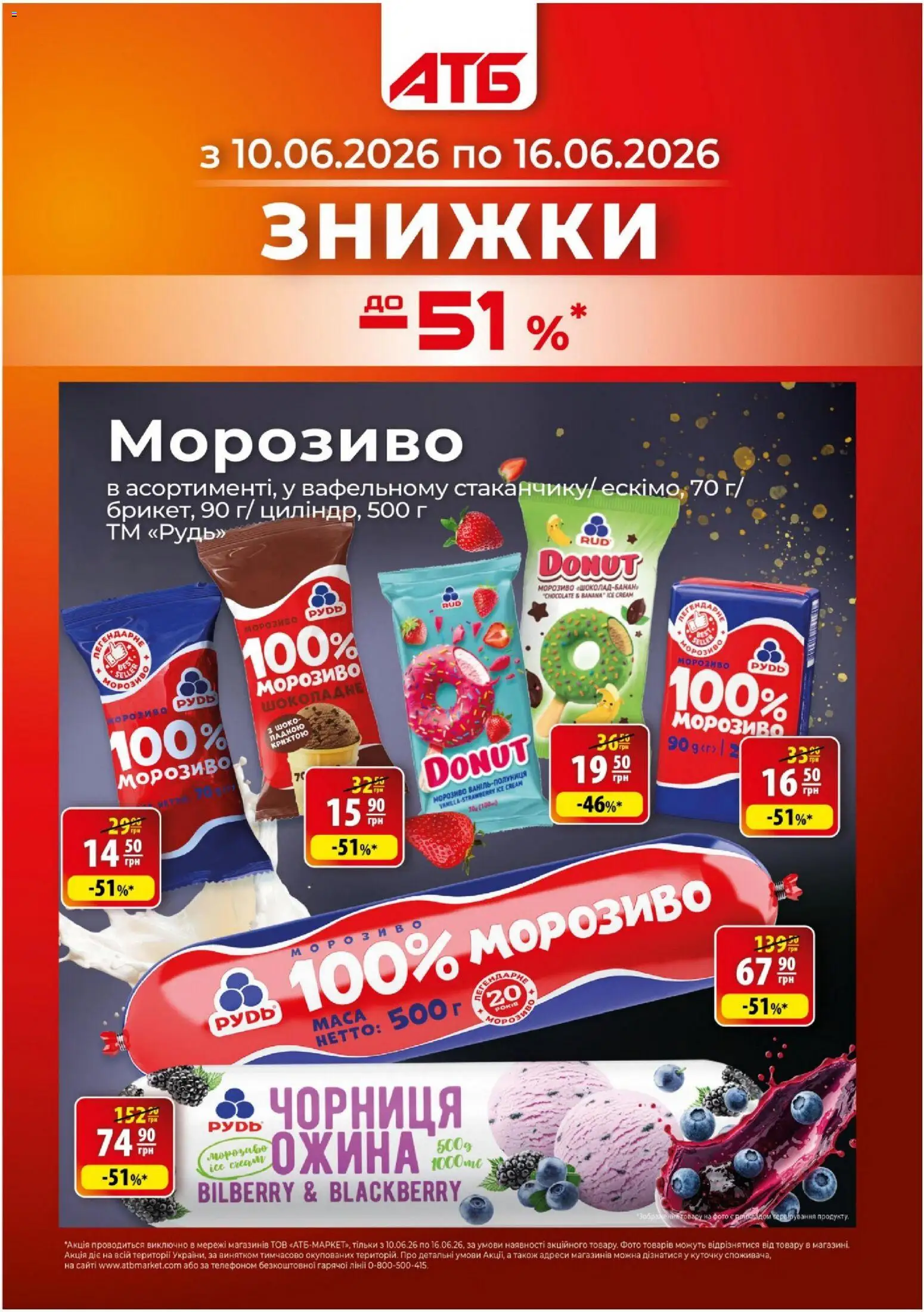 АТБ Kаталог - дійснийкції з 10.06.2026 | Сторінка: 1 | Товари: Морозиво, Чорниця