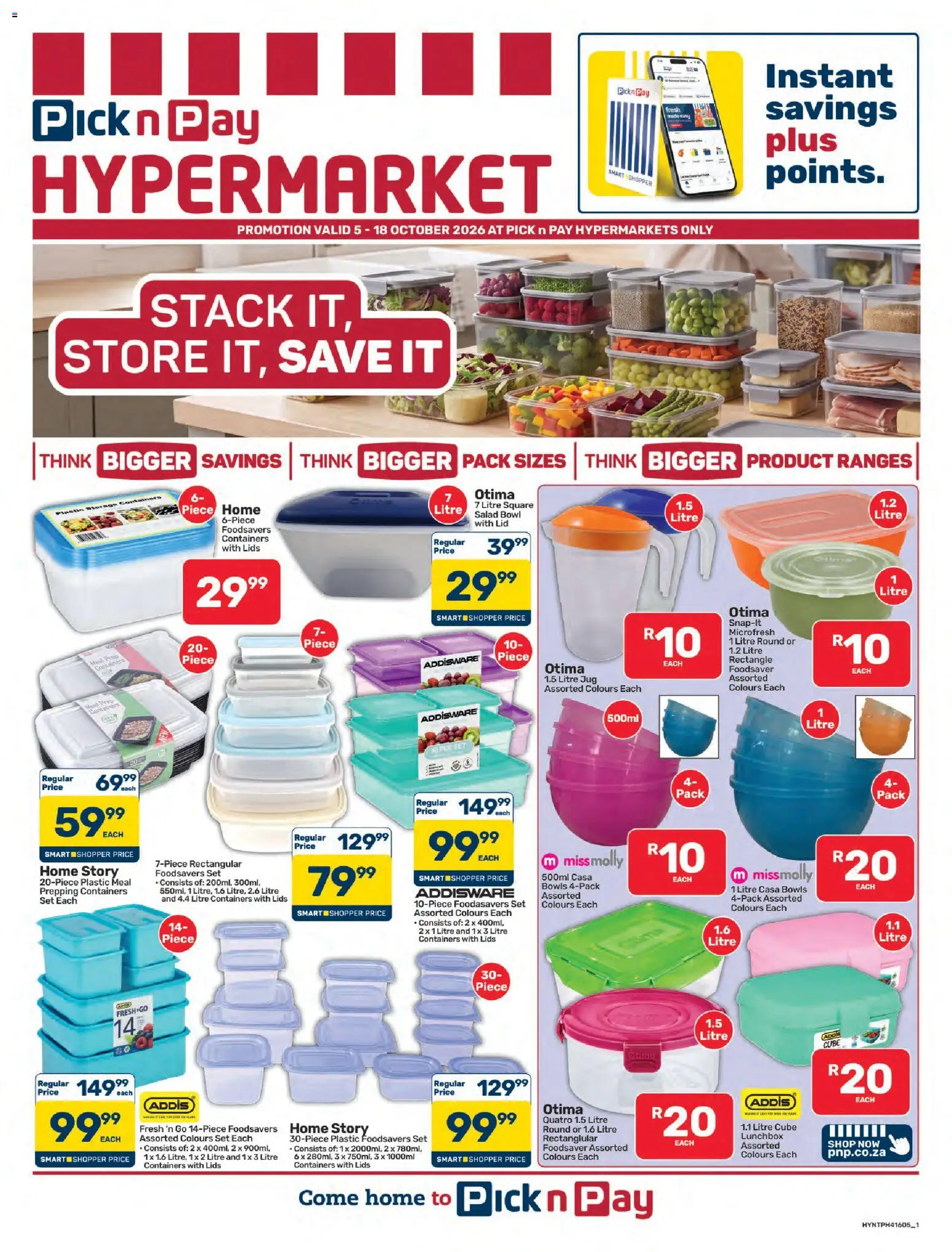 New Pick n Pay catalogue – valid from 05/10/2026 | Page: 1 | Products: Lids, Bowl, Bowls, Salad
