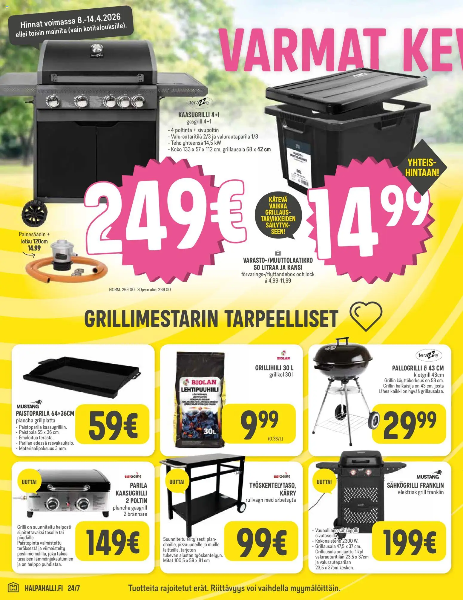 Halpa Halli tarjoukset – voimassa 08.04.2026 alkaen | Sivu: 8 | Tuotteet: Letku, Grilli, Kaasugrilli, Sähkögrilli