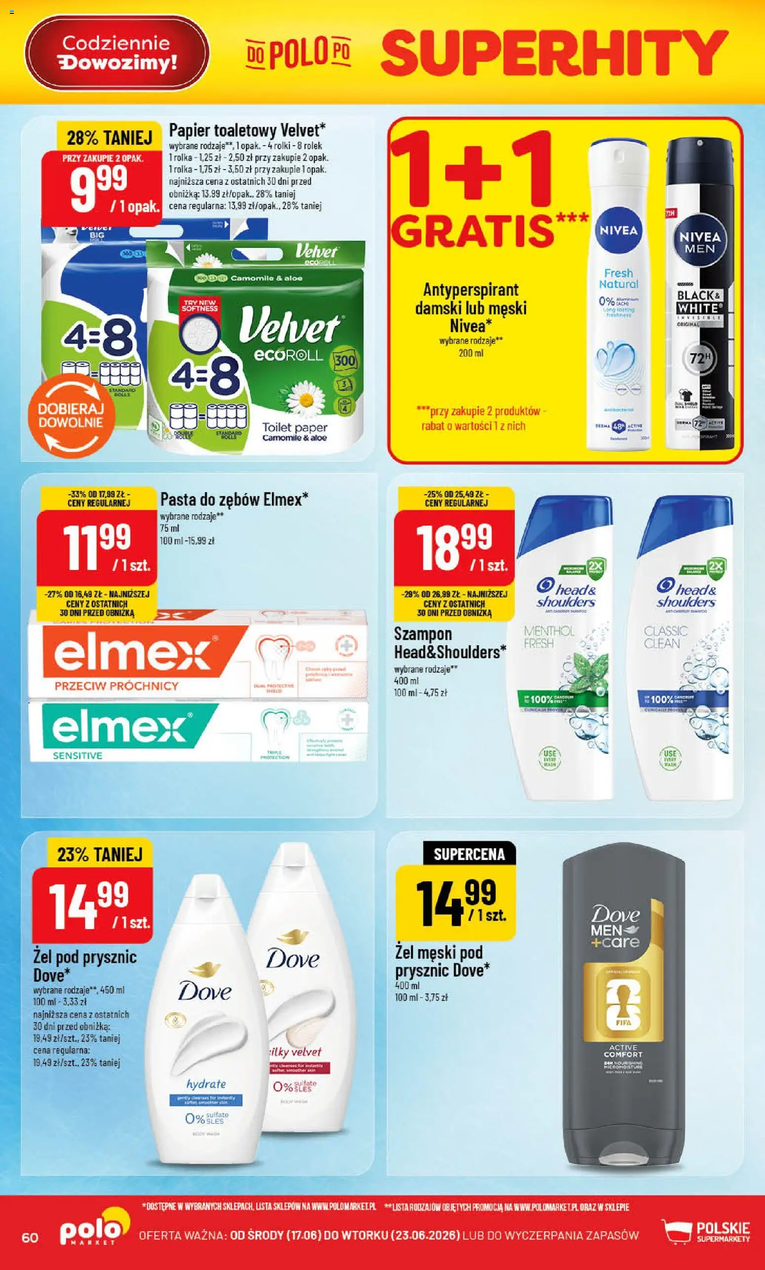 POLOmarket gazetka od 17.06.2026 | Strona: 60 | Produkty: Rolki, Szampon, Żel pod prysznic, Pasta do zębów