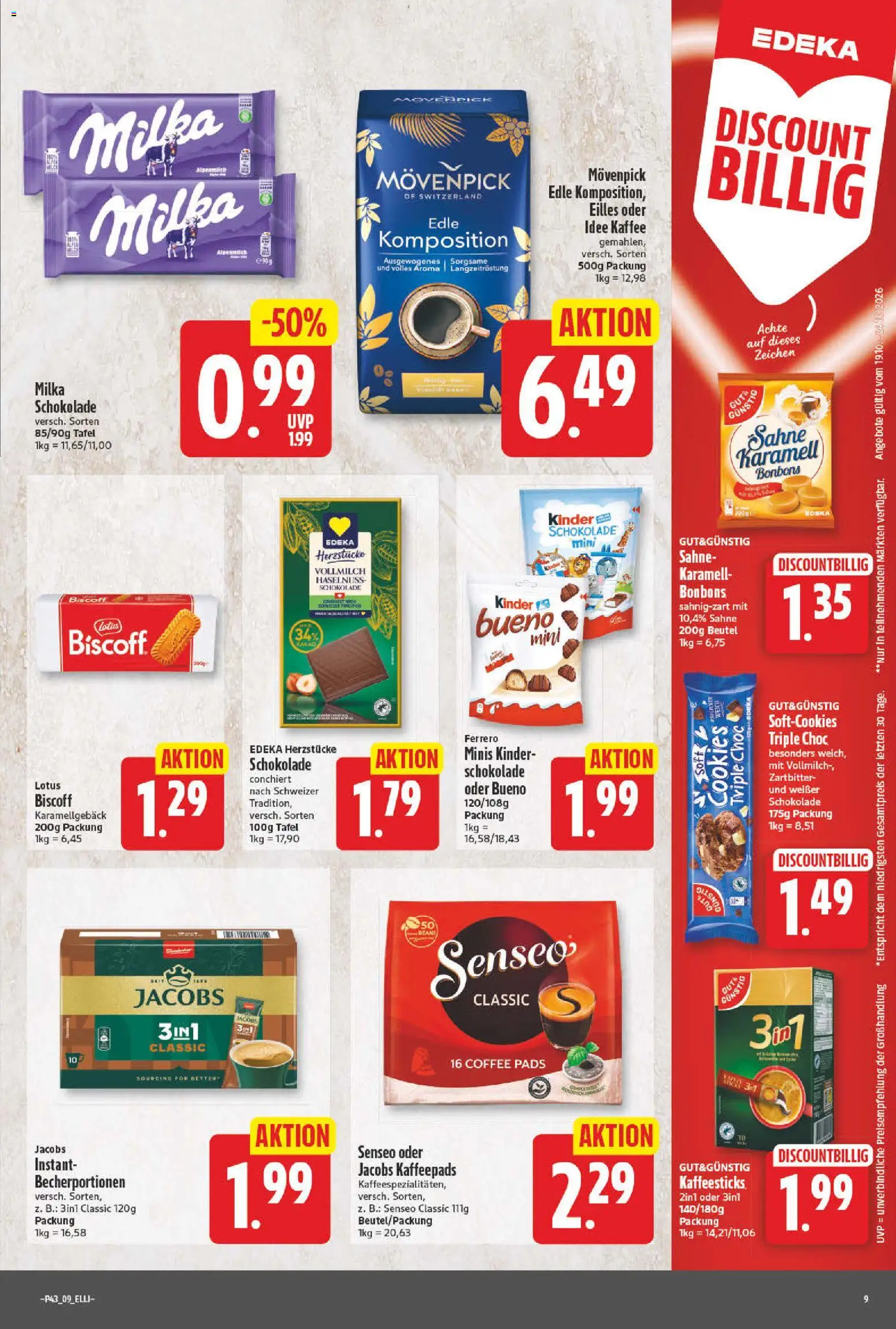 Elli Markt Prospekt – gültig ab 19.10.2026 | Seite: 9 | Produkte: Senseo, Idee kaffee, Kaffee, Schokolade