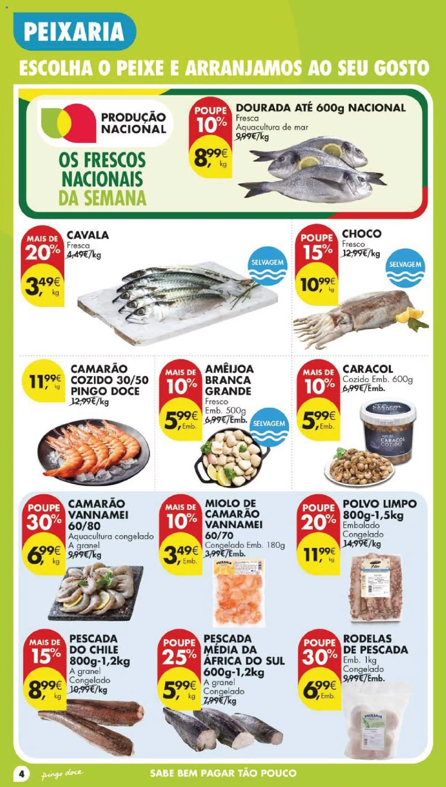 Pingo Doce folheto │ válido de 19.05.2026 | Página: 4 | Produtos: Dourada, Pescada, Polvo, Camarão