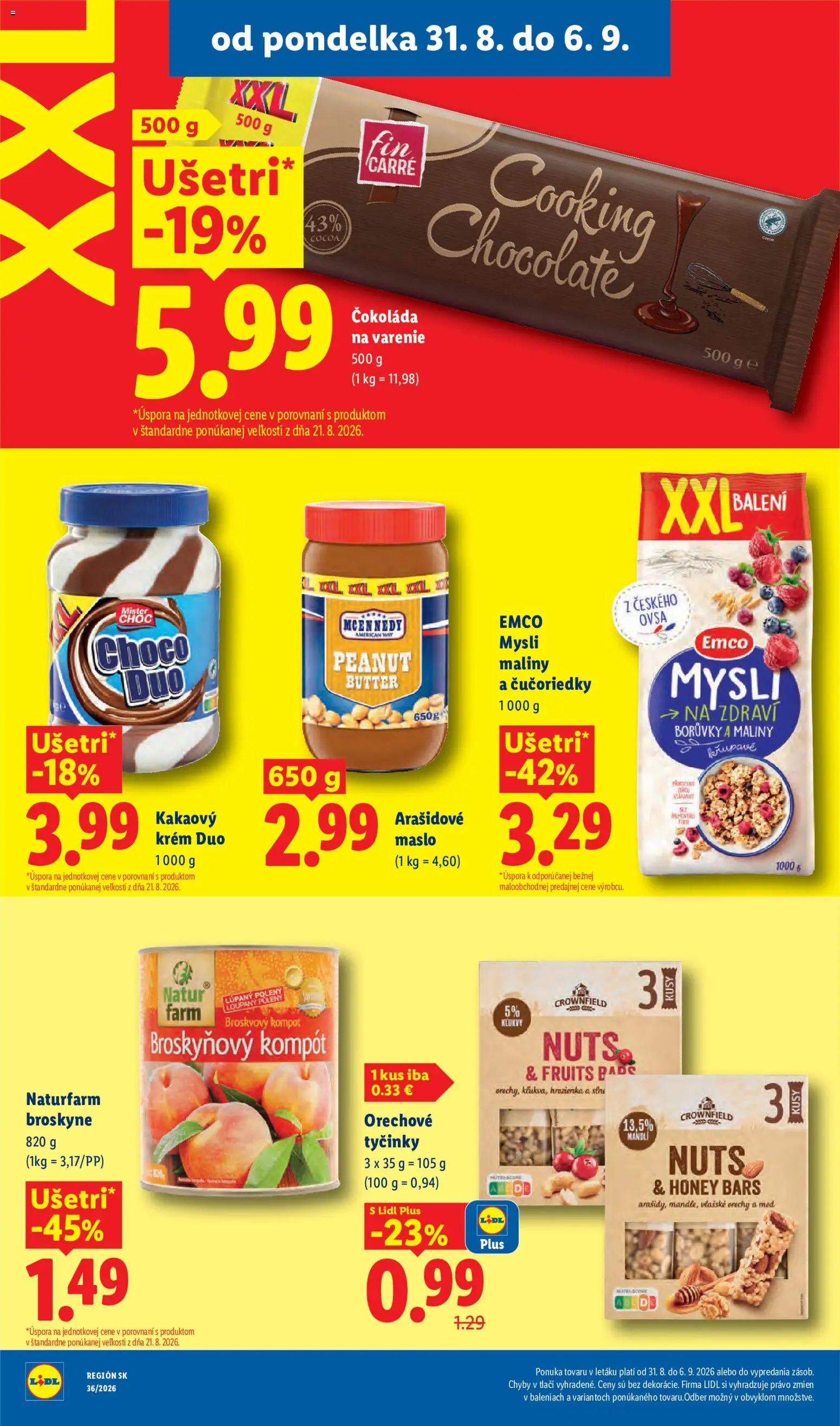 Nové Lidl akcie – leták je platný od 31.08.2026 | Strana: 36 | Produkty: Maslo, Arašidové maslo, Broskyňový kompót, Čučoriedky