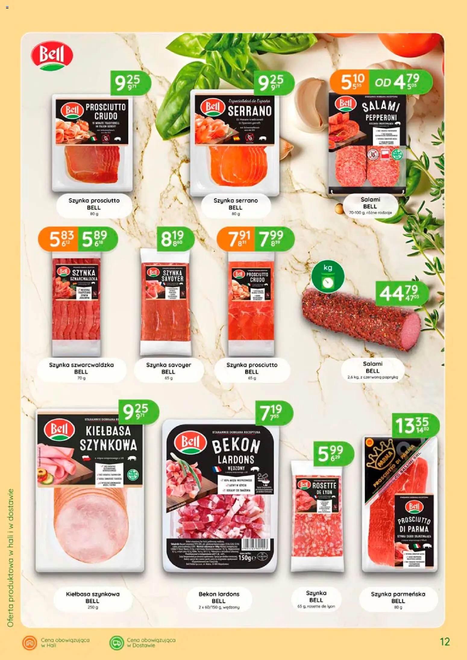 Eurocash gazetka - Katalog Wędlin od 06.08.2026 | Strona: 12 | Produkty: Kiełbasa, Szynka parmeńska, Prosciutto crudo, Bekon