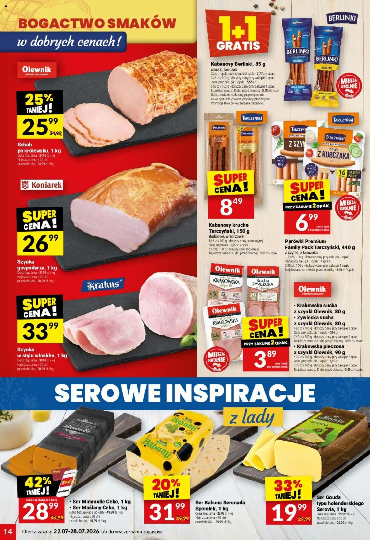 Twój Market gazetka od 22.07.2026 | Strona: 14 | Produkty: Karta, Kurczak, Parówki, Ser gouda