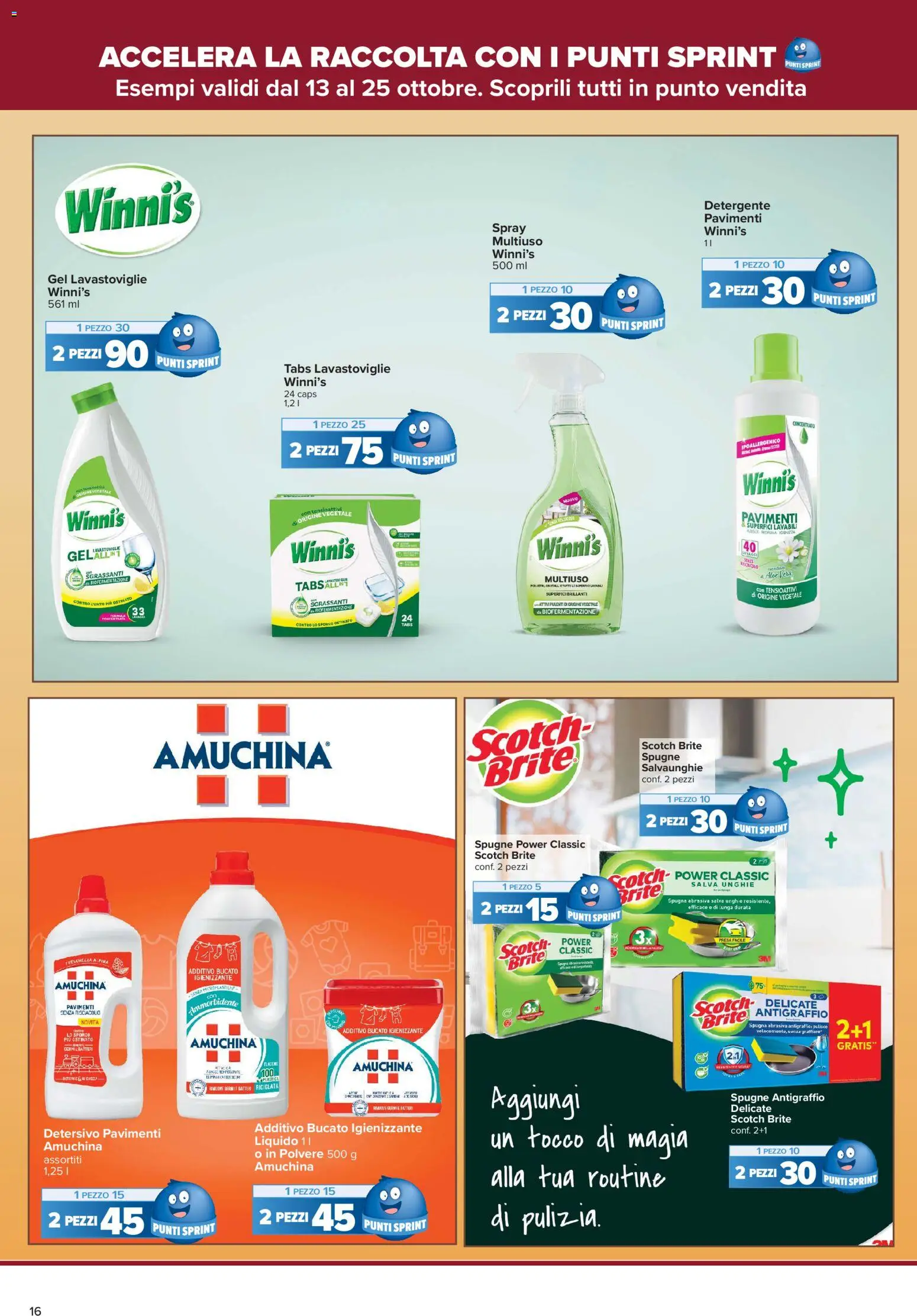 Volantino Carrefour del 13/10/2026 | Pagina: 16 | Prodotti: Spugna, Detergente, Salve, Spugne