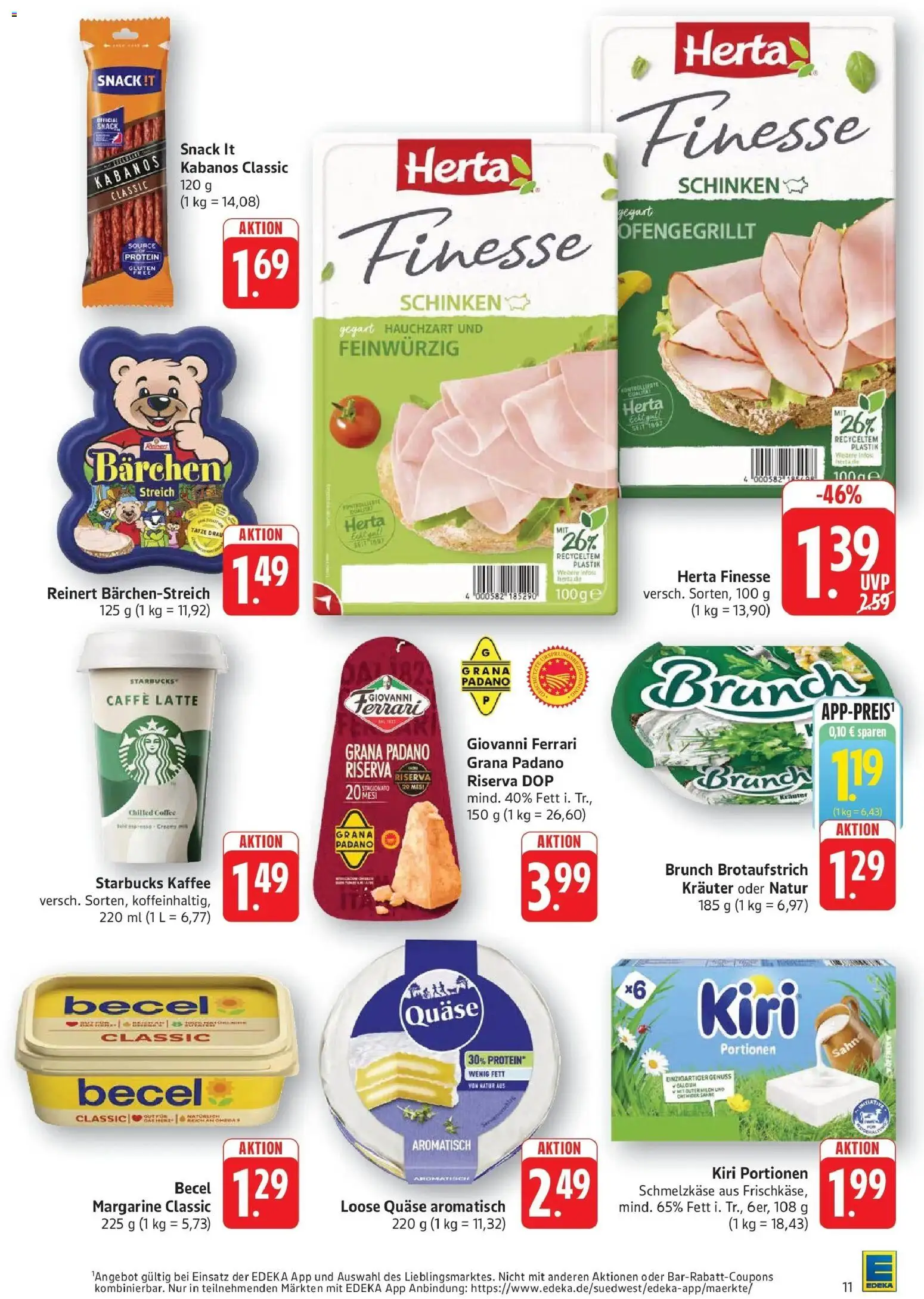Edeka prospekt Pirmasens – gültig ab 08.06.2026 | Seite: 11 | Produkte: Margarine, Kaffee, Starbucks, Sahne