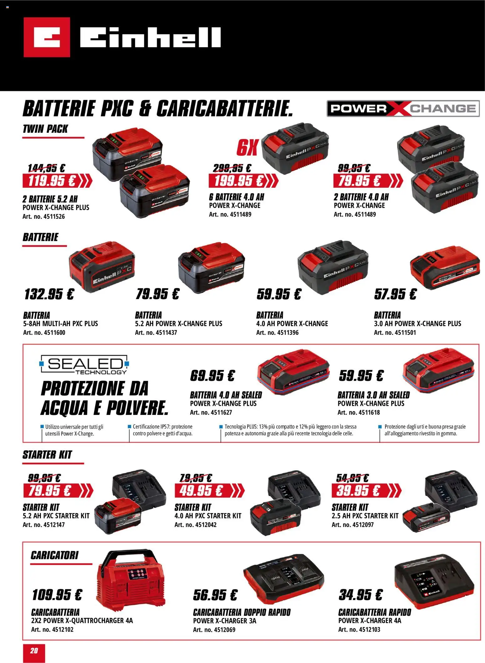Volantino Einhell del 01/10/2026 | Pagina: 20 | Prodotti: Acqua, Presa, Batteria, Batterie