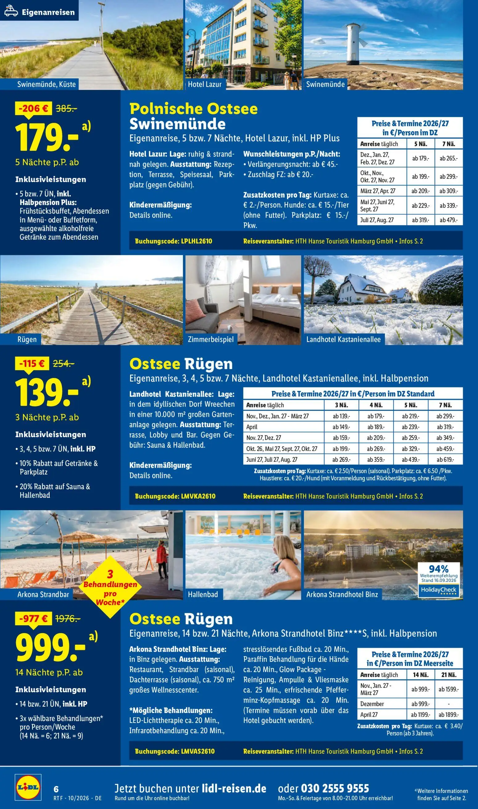 Lidl Reisen Oktober/November Reise-Highlights – gültig ab 14.10.2026 | Seite: 6 | Produkte: HP, Pfeffer, Uhr, Fußbad