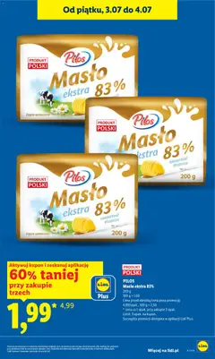 Pogląd oferty "Pilos Masło ekstra 83%, Masło ekstra 83% zawartość tłuszczu 200 g" - ważna od 02.07.2026 | Strona: 7 | Produkty: Masło