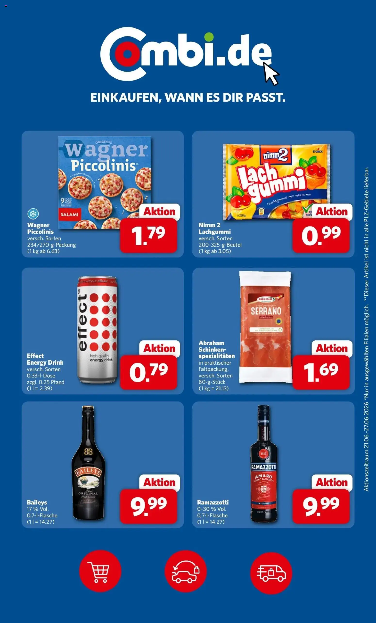 Combi Prospekt Steinhagen – gültig ab 22.06.2026 | Seite: 38 | Produkte: Energy, Piccolinis, Schinken, Ramazzotti