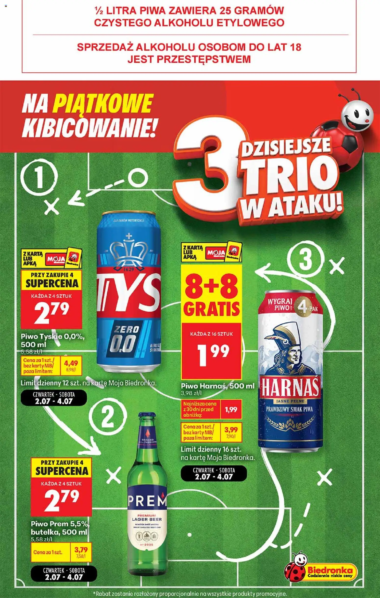 Biedronka gazetka - Football od 03.07.2026 | Strona: 2 | Produkty: Karta, Tyskie, Harnaś, Piwo