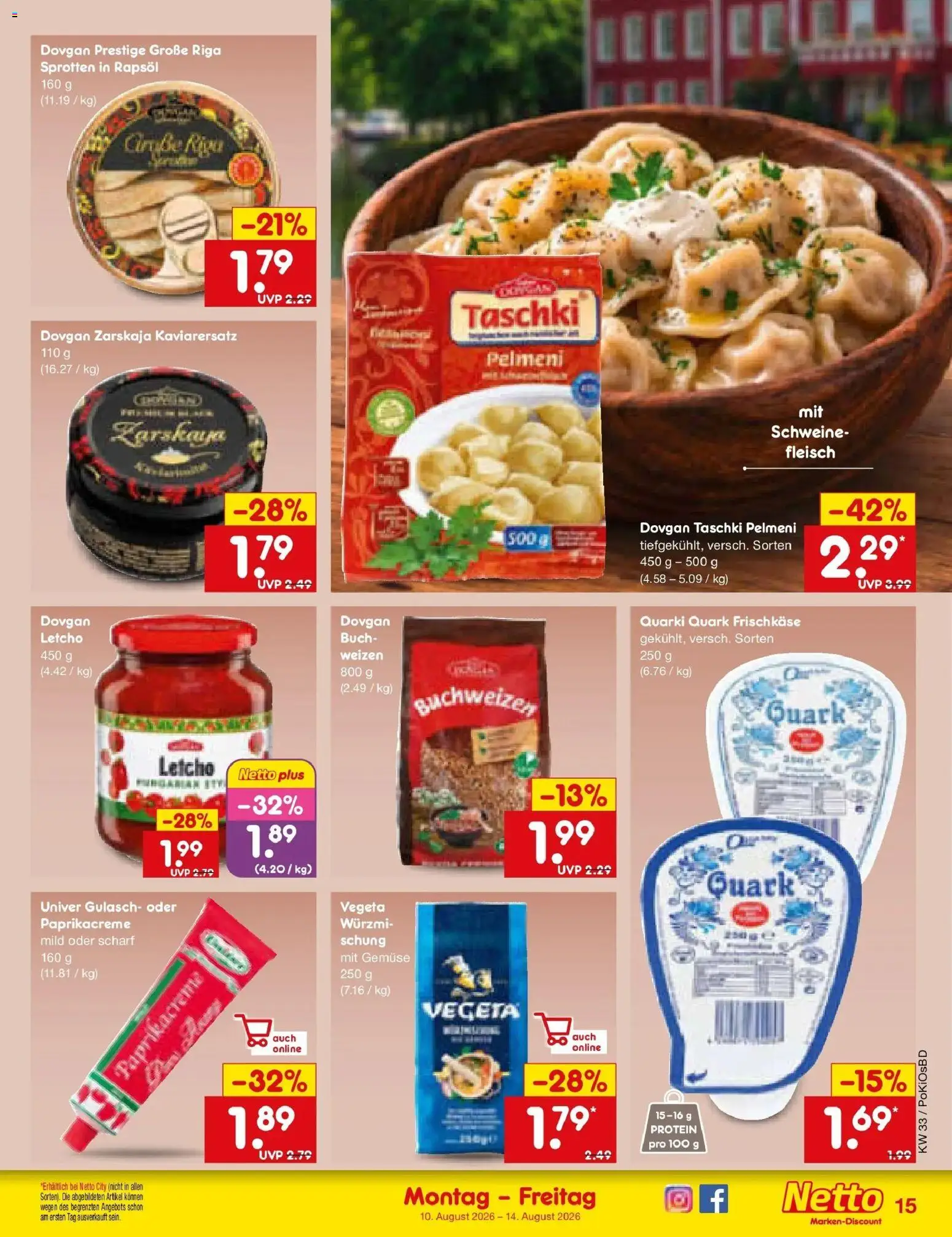Netto Marken-Discount Prospekt Mistelbach (ab 10.08.2026) » Angebote | Seite: 19 | Produkte: Quark, Gemüse, Gulasch, Frischkase