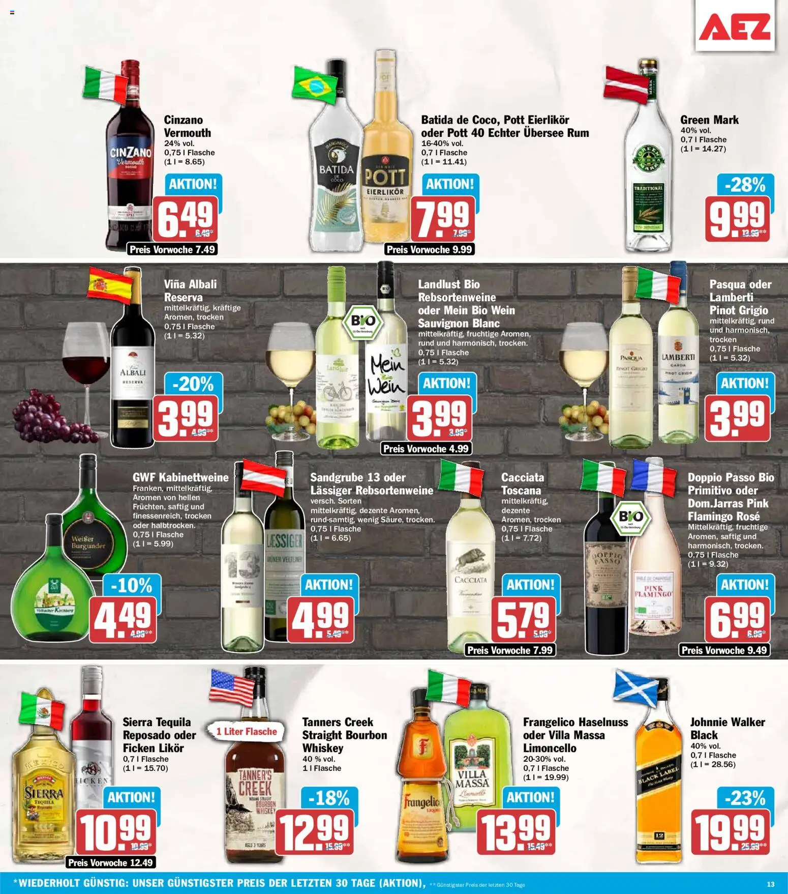 AEZ Prospekt – gültig ab 20.07.2026 | Seite: 13 | Produkte: Rum, Doppio Passo, Limoncello, Whiskey