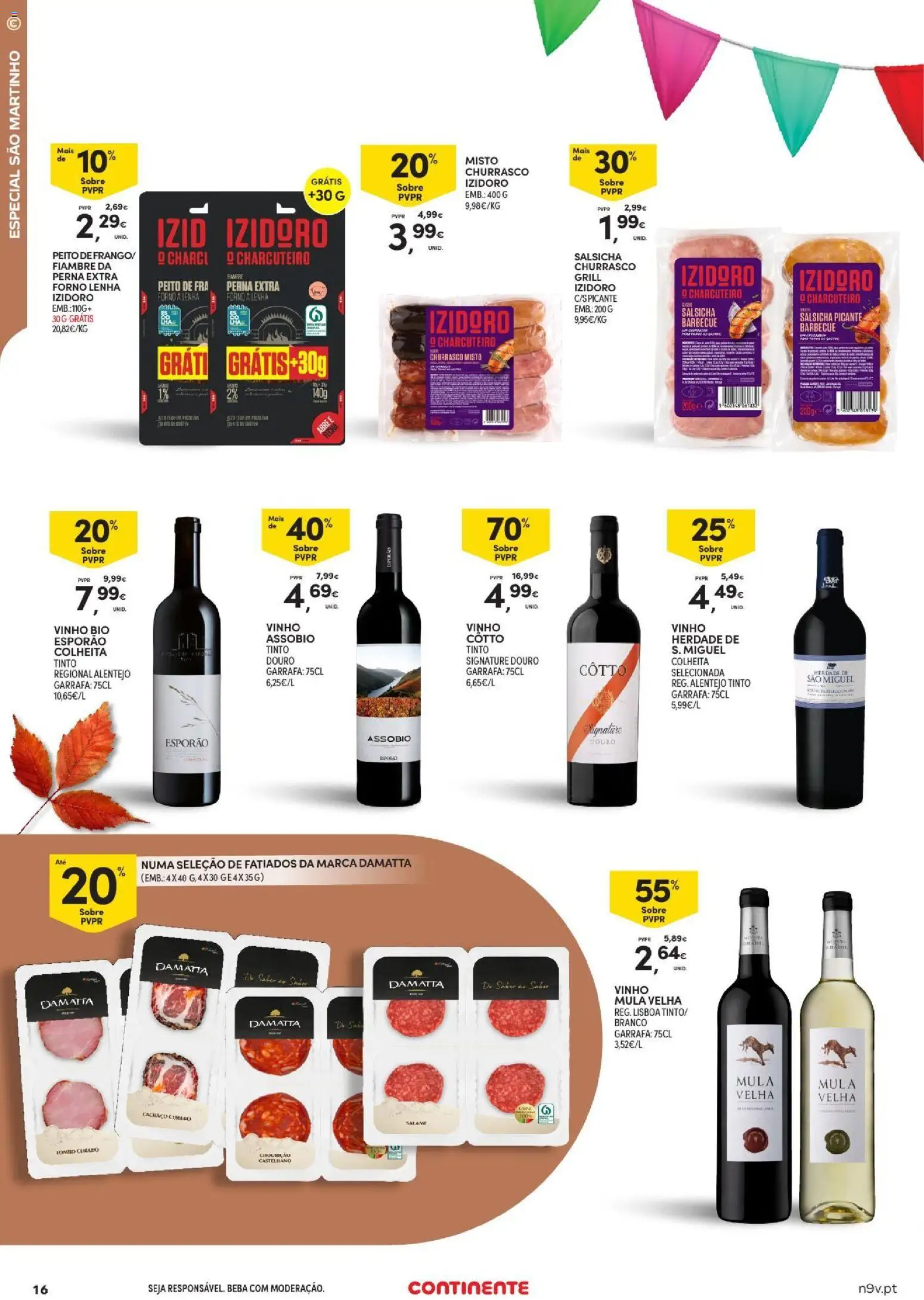 Continente Toda a gente poupa em tudo │ válido de 29/10/2026 | Página: 16 | Produtos: Forno, Fiambre, Salame, Vinho