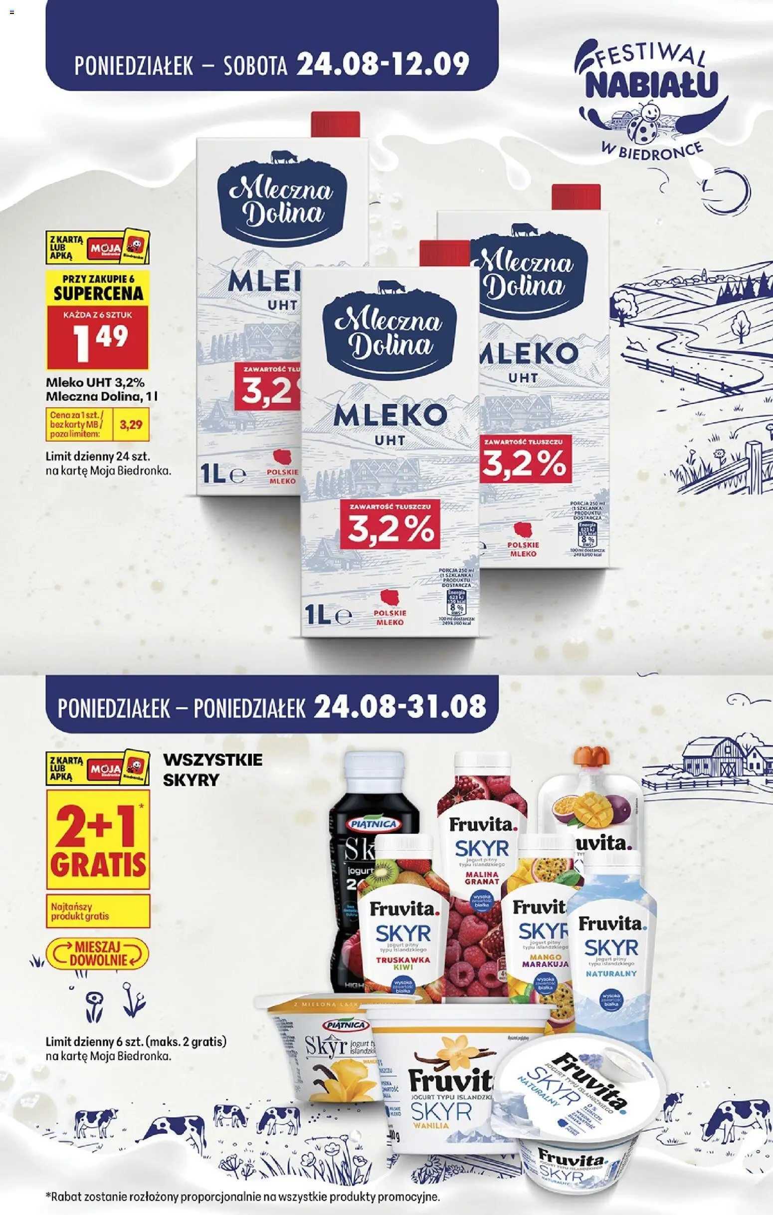 Biedronka Polsko leták - Festiwal nabiału od 24.08.2026 | Strana: 8 | Produkty: Mléko, Jogurt, Kiwi, Skyr