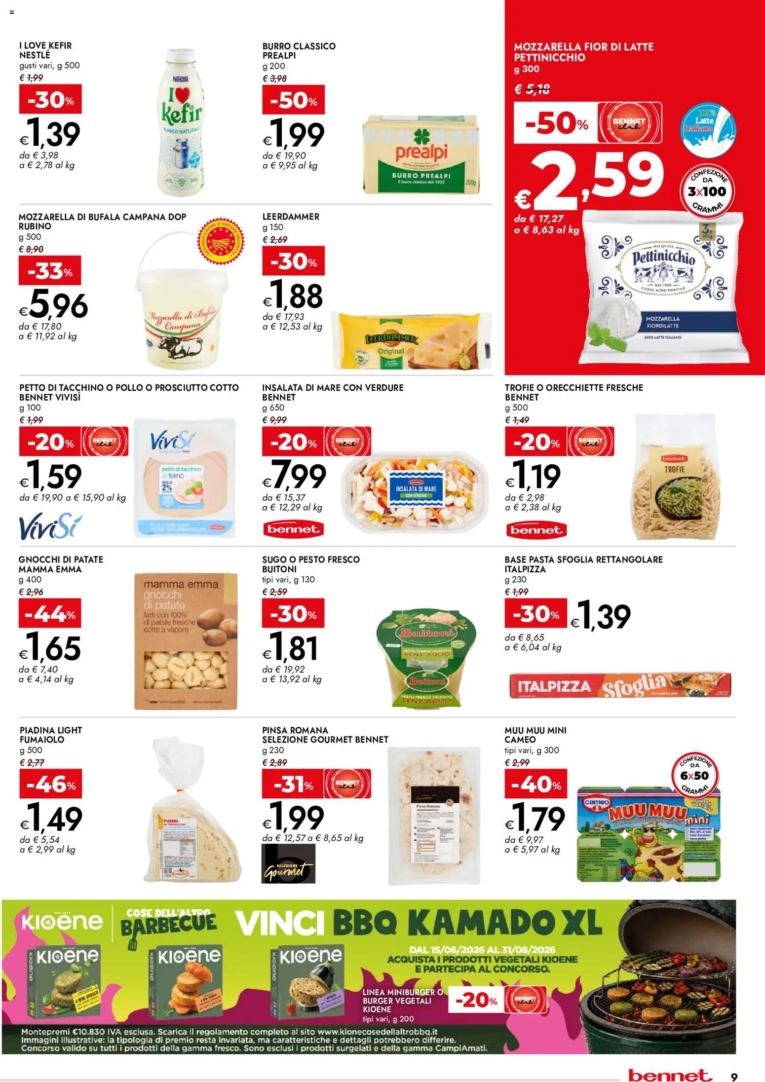 Volantino bennet del 13/08/2026 | Pagina: 9 | Prodotti: Pasta sfoglia, Verdure, Mozzarella di bufala, Sugo