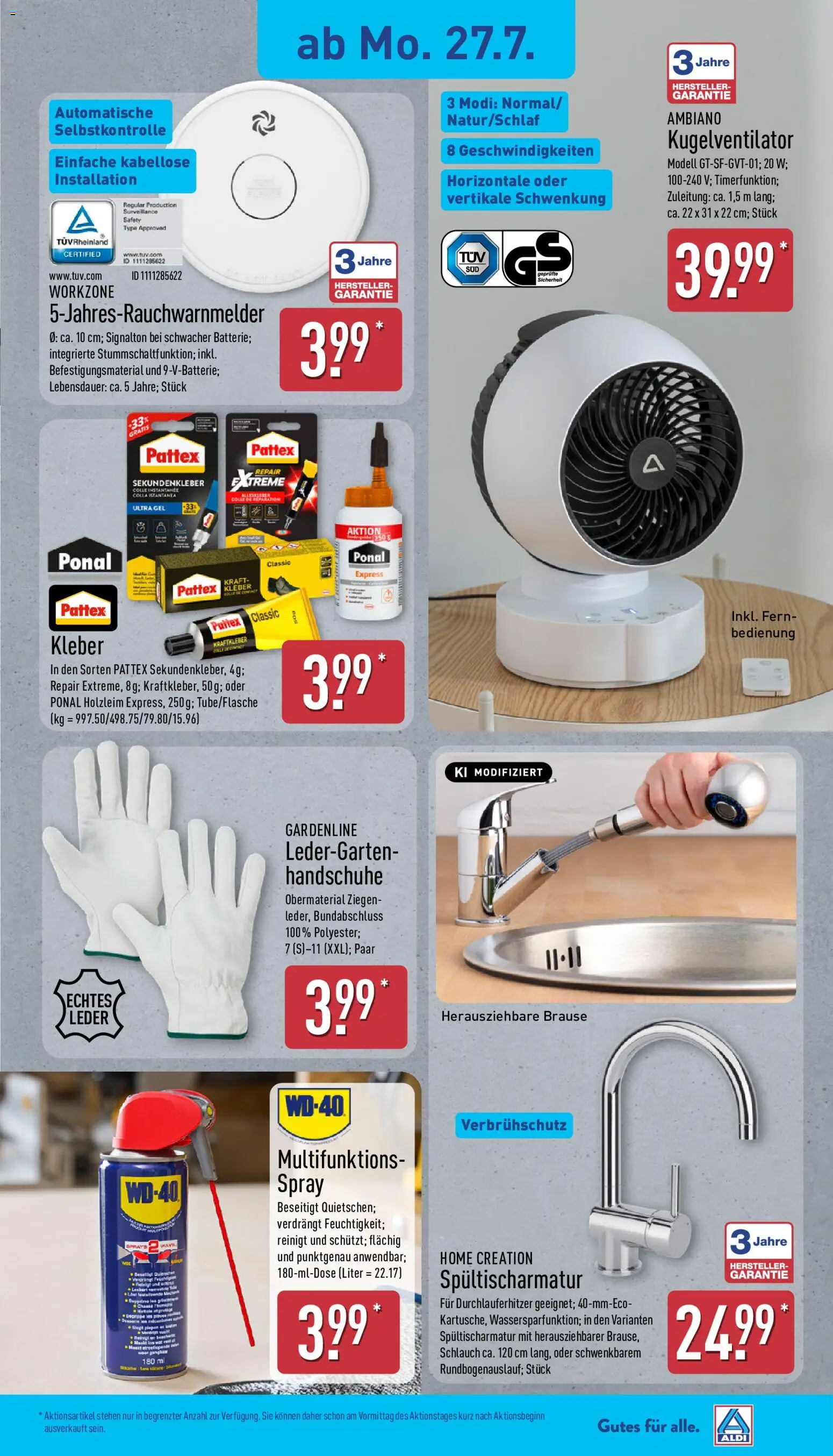 Aldi Prospekt – gültig ab 27.07.2026 | Seite: 19 | Produkte: Handschuhe, Home creation