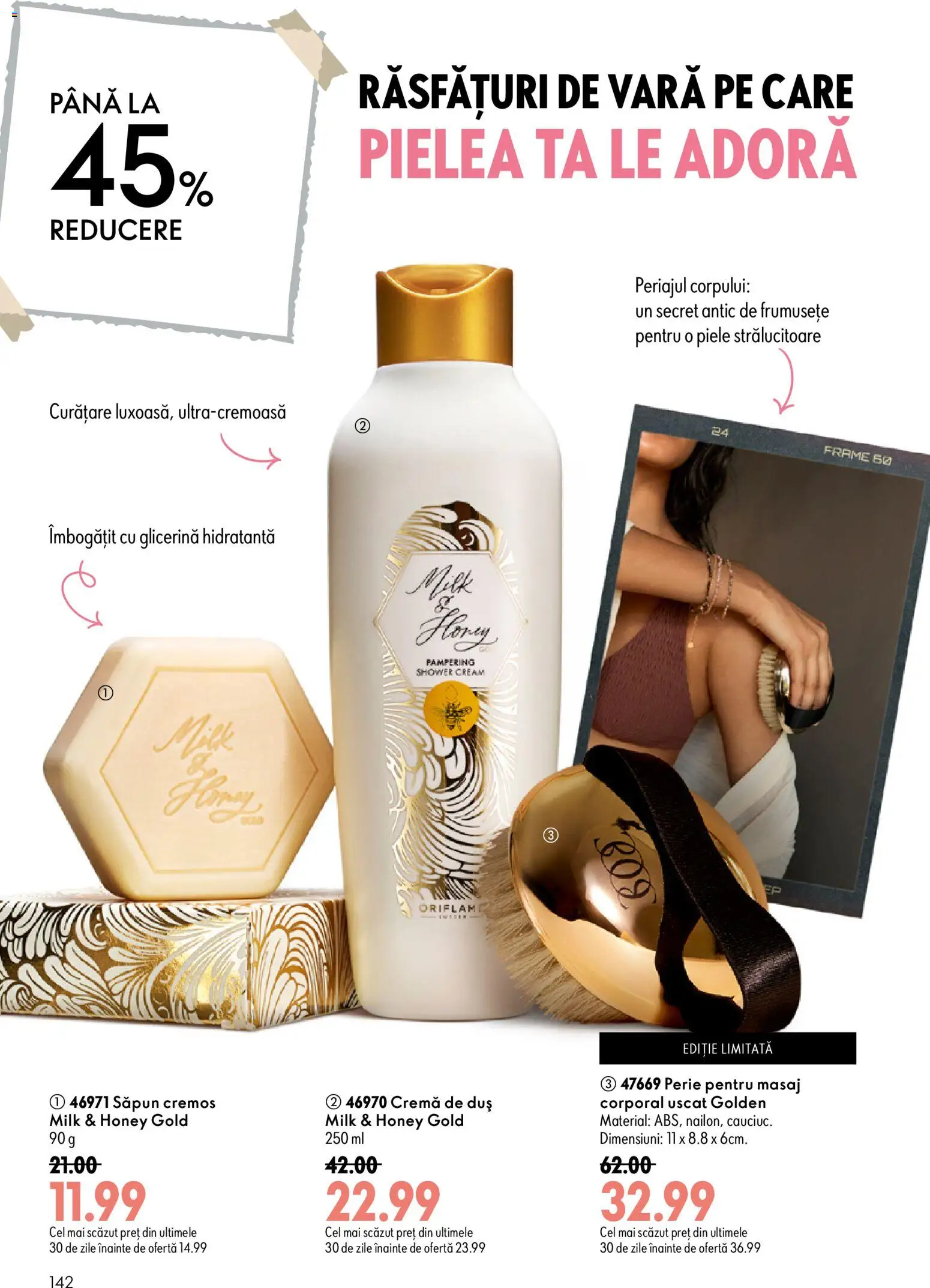 Noul catalog Oriflame – valabil de la 08.07.2026 | Pagină: 142 | Produse: Duș, Perie, Cremă, Săpun