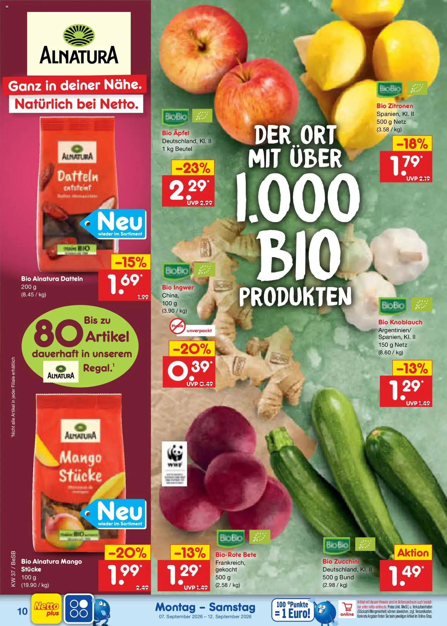 Netto Marken-Discount Prospekt – gültig ab 07.09.2026 | Seite: 16 | Produkte: Äpfel, Mango, Knoblauch, Zucchini