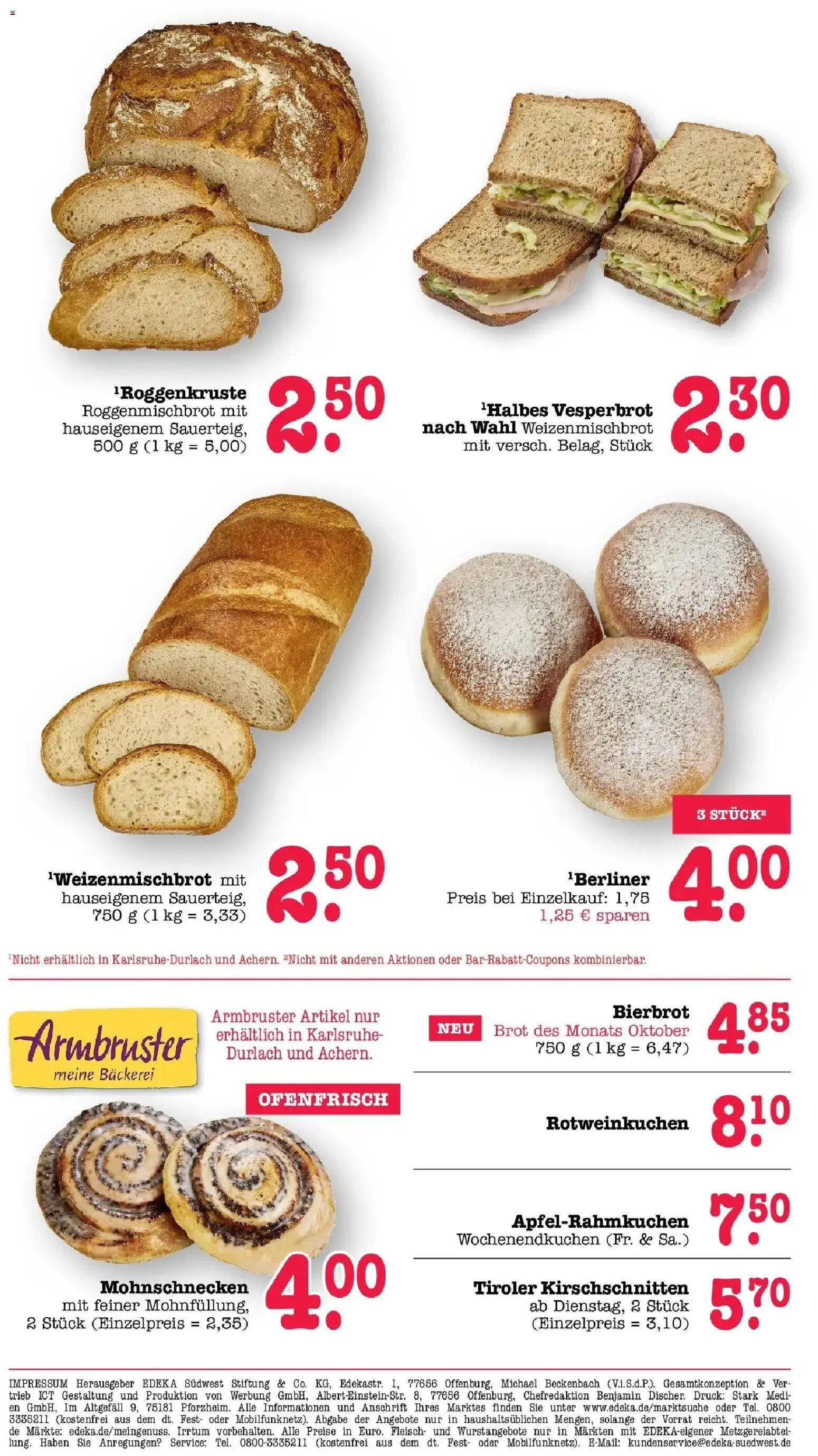 E center Prospekt Achern (ab 26.10.2026) zum Blättern | Seite: 10 | Produkte: Berliner, Bäckerei, Brot, Fleisch