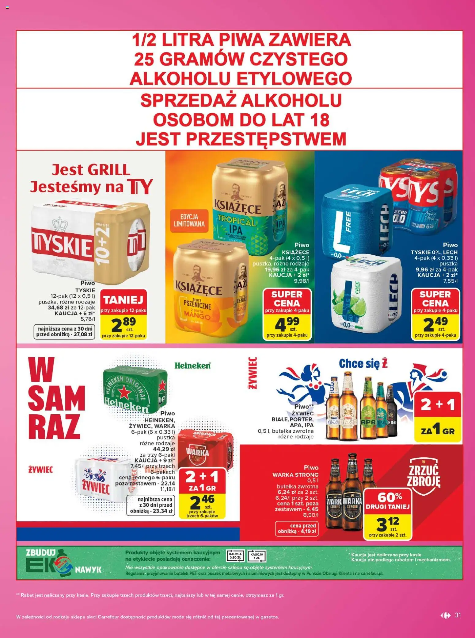 Carrefour gazetka - Same markowe okazje od 03.08.2026 | Strona: 31 | Produkty: Mango, Warka, Piwo, Heineken