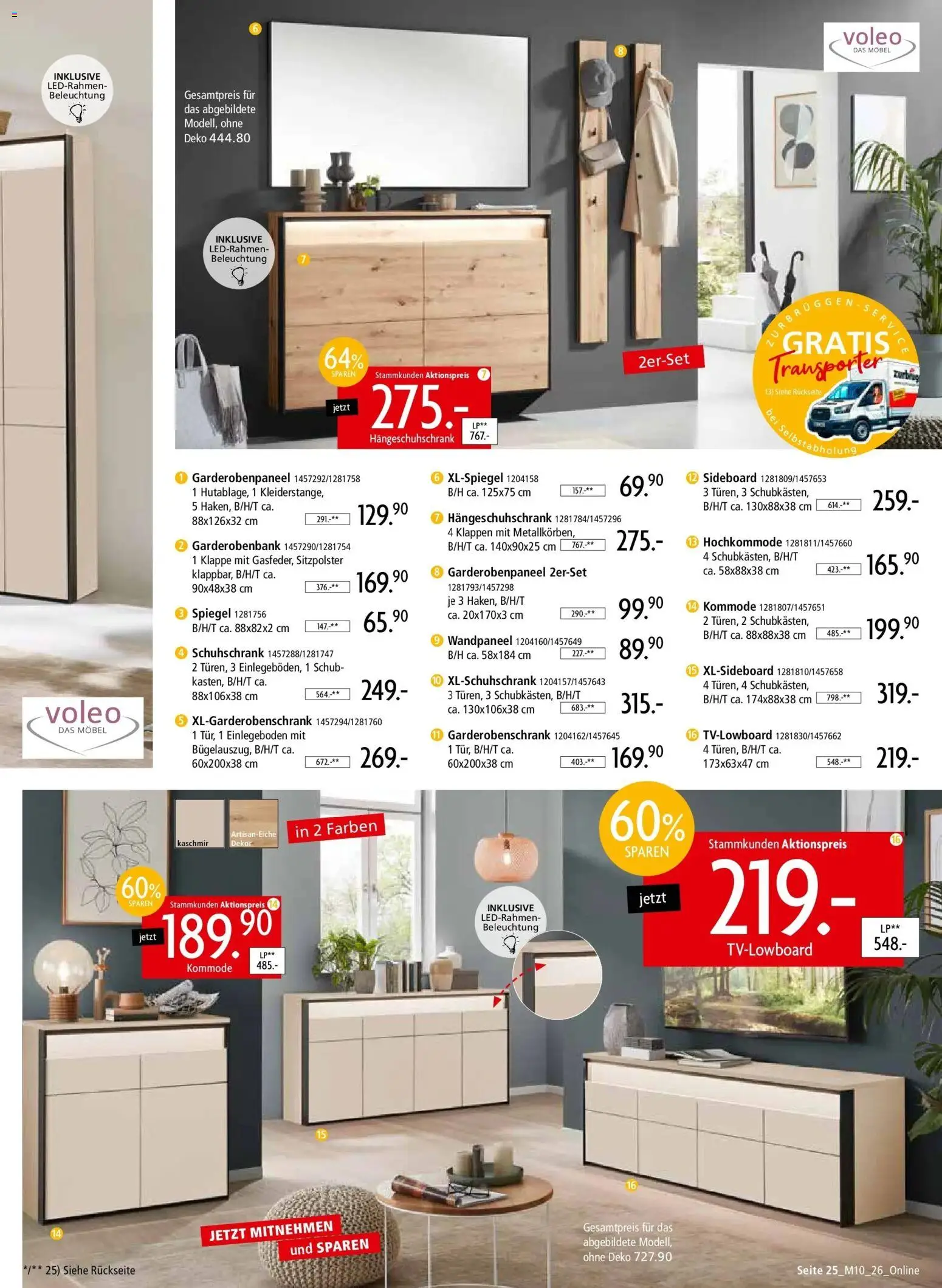 Zurbrüggen - Zurbrüggen: Mitnahme Möbel (ab 08.08.2026) zum Blättern | Seite: 27 | Produkte: Sideboard, Kommode, Spiegel, Garderobenschrank