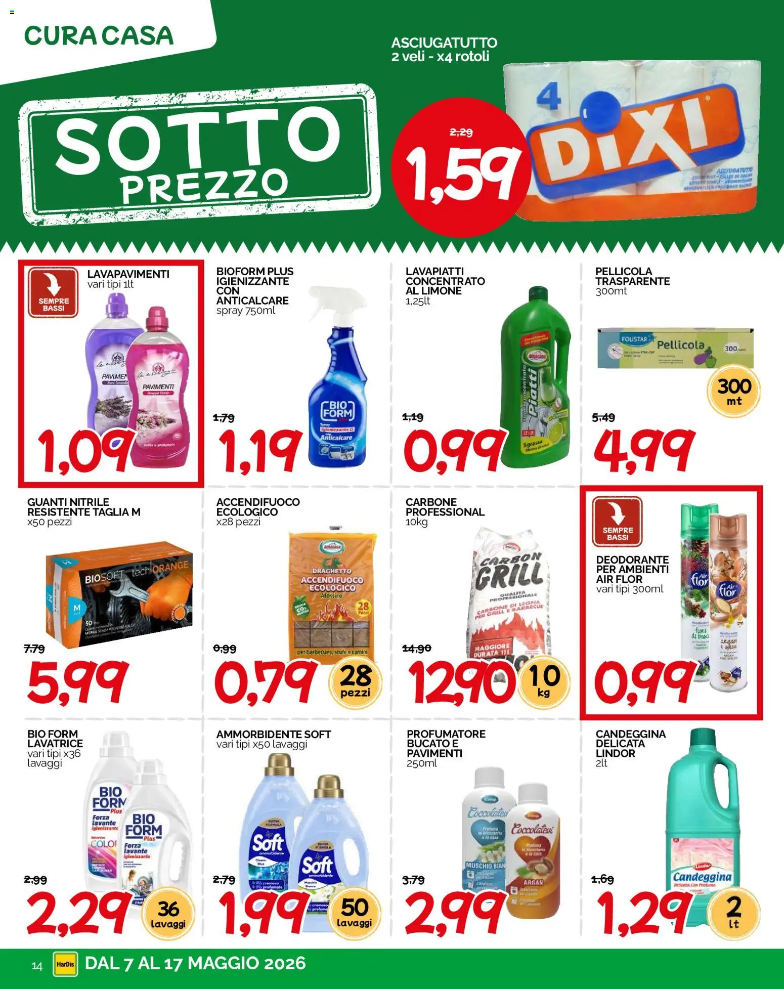 Volantino HarDis del 07.05.2026 | Pagina: 14 | Prodotti: Deodorante, Ammorbidente, Guanti, Lavatrice