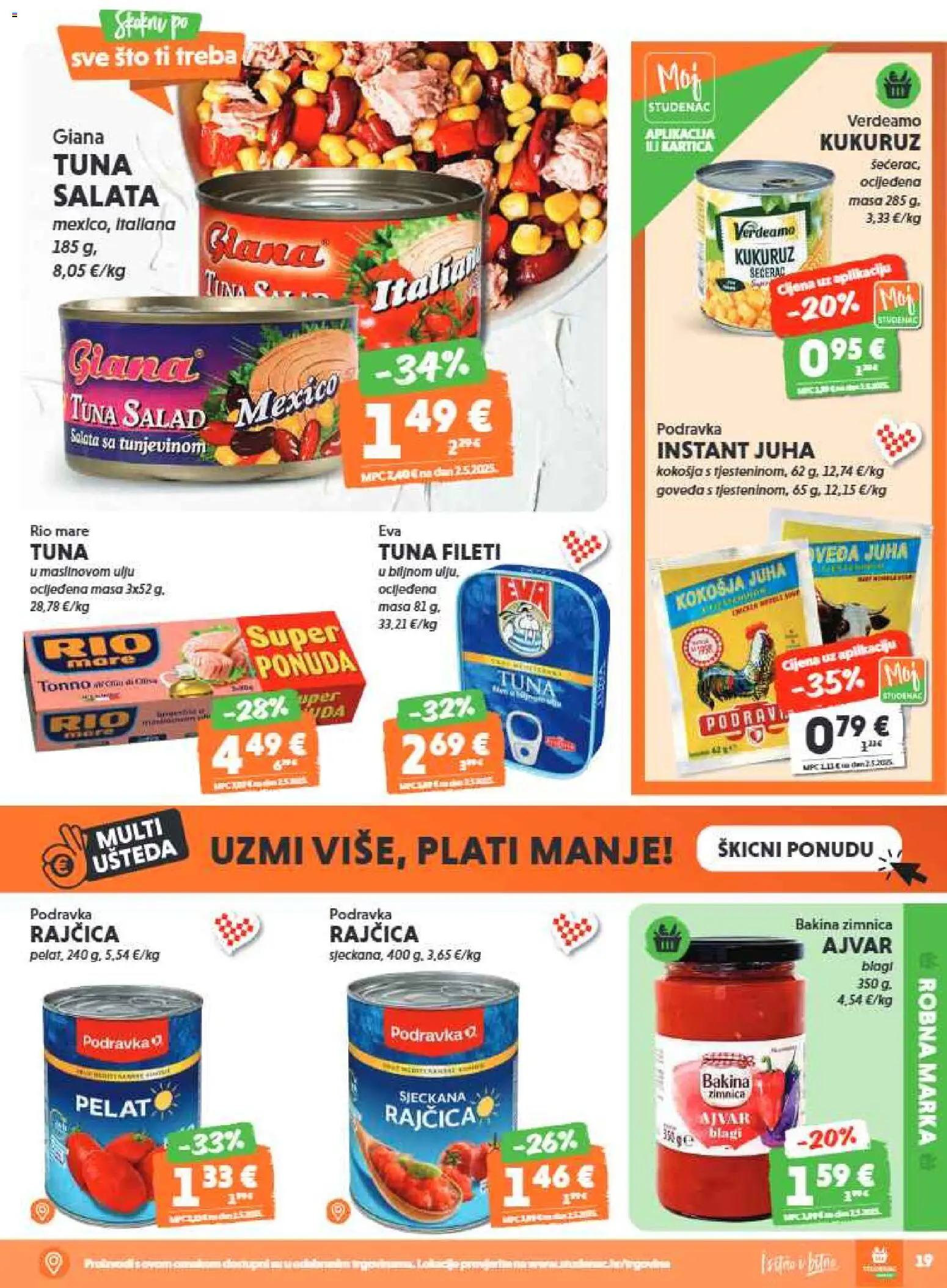 Studenac katalog | vrijedi od 03.06.2026 | Stranica: 19 | Proizvodi: Kukuruz, Juha, Rajčica, Tuna